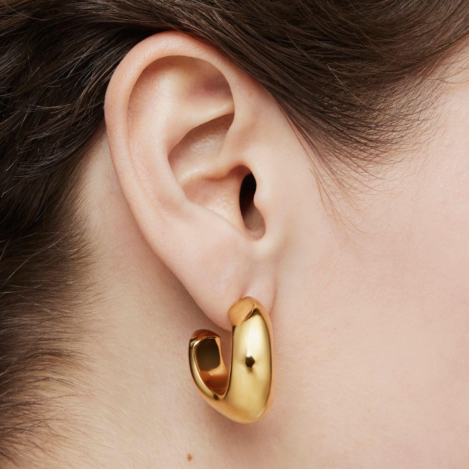 Pendientes de aro con baño de oro de 18 kt sobre plata Galia Basics-5