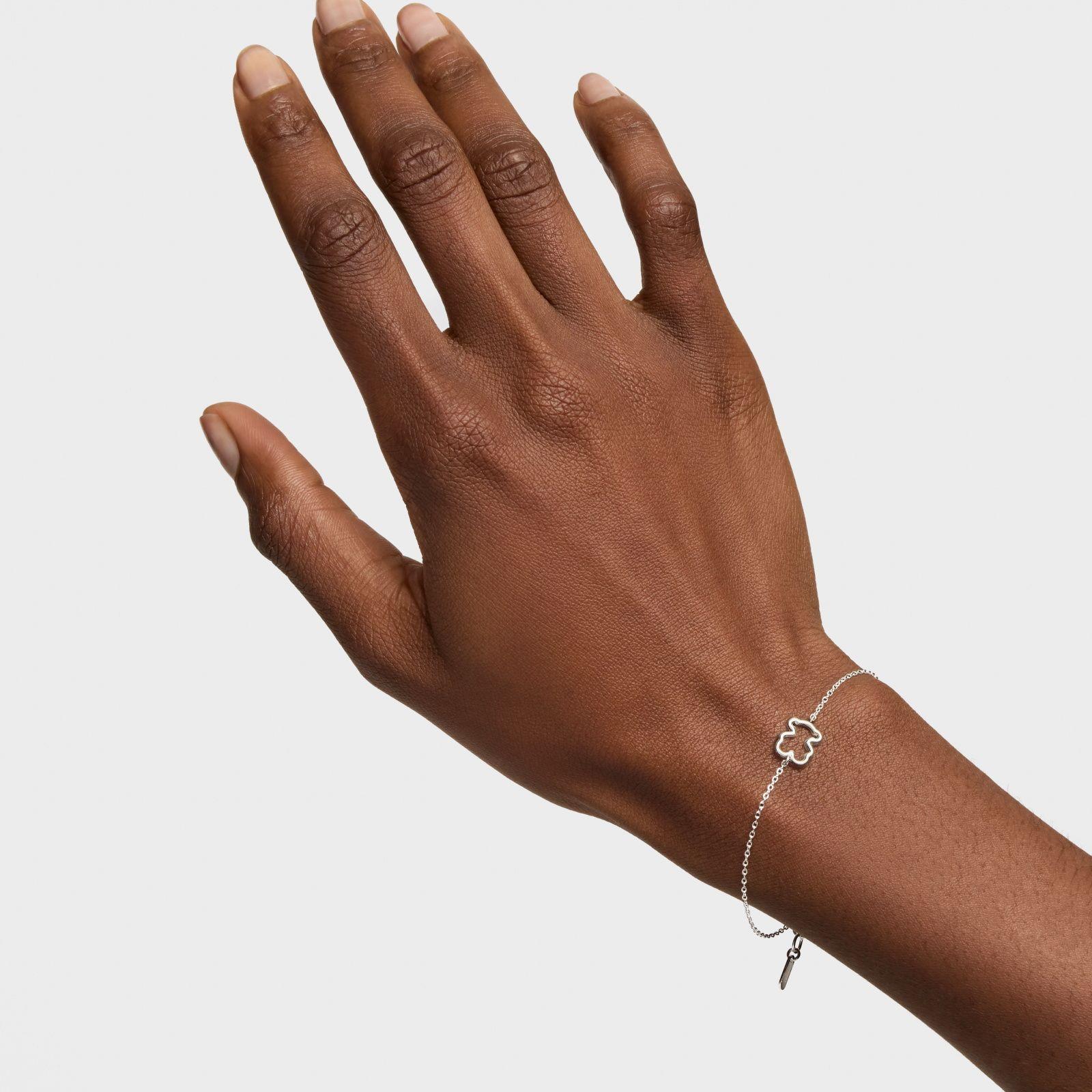 Pulsera cadena de plata y motivo oso New Silueta-4