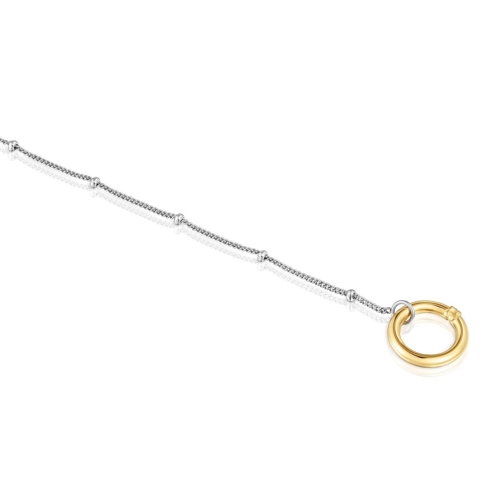 Pulsera cadena de acero y anilla de oro Hold-2