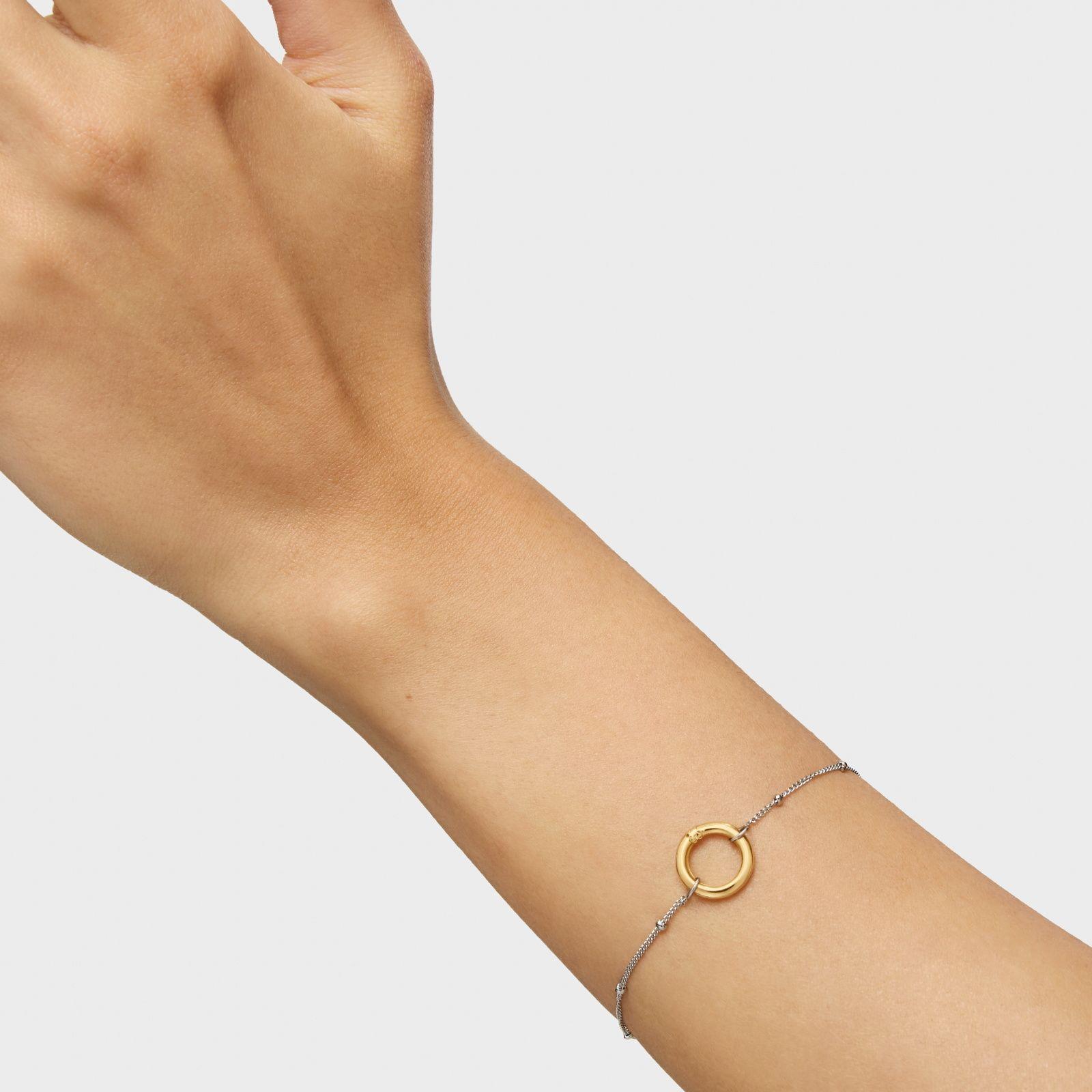 Pulsera cadena de acero y anilla de oro Hold-3