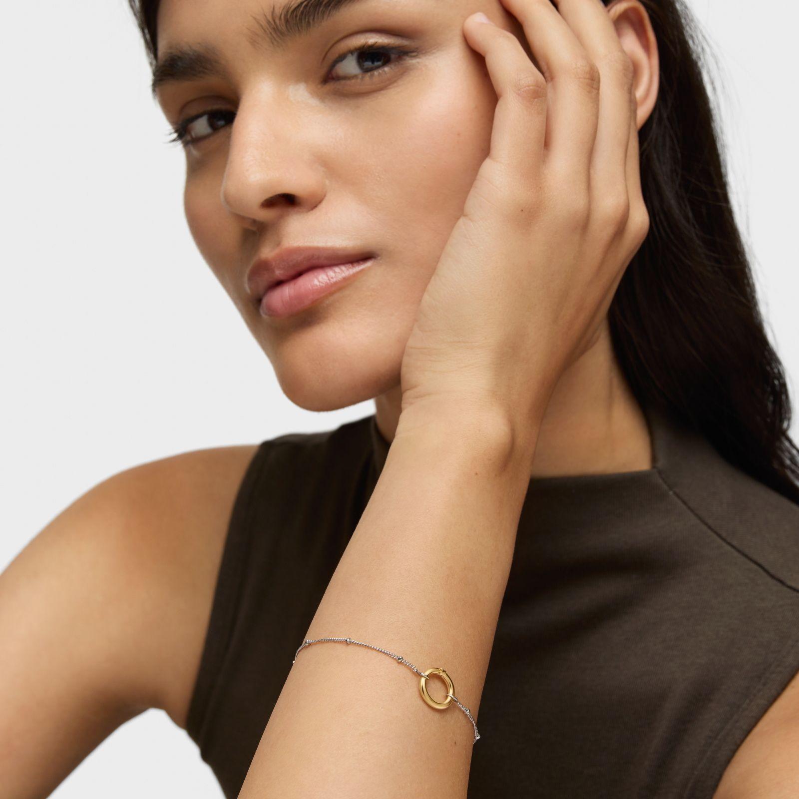 Pulsera cadena de acero y anilla de oro Hold-6