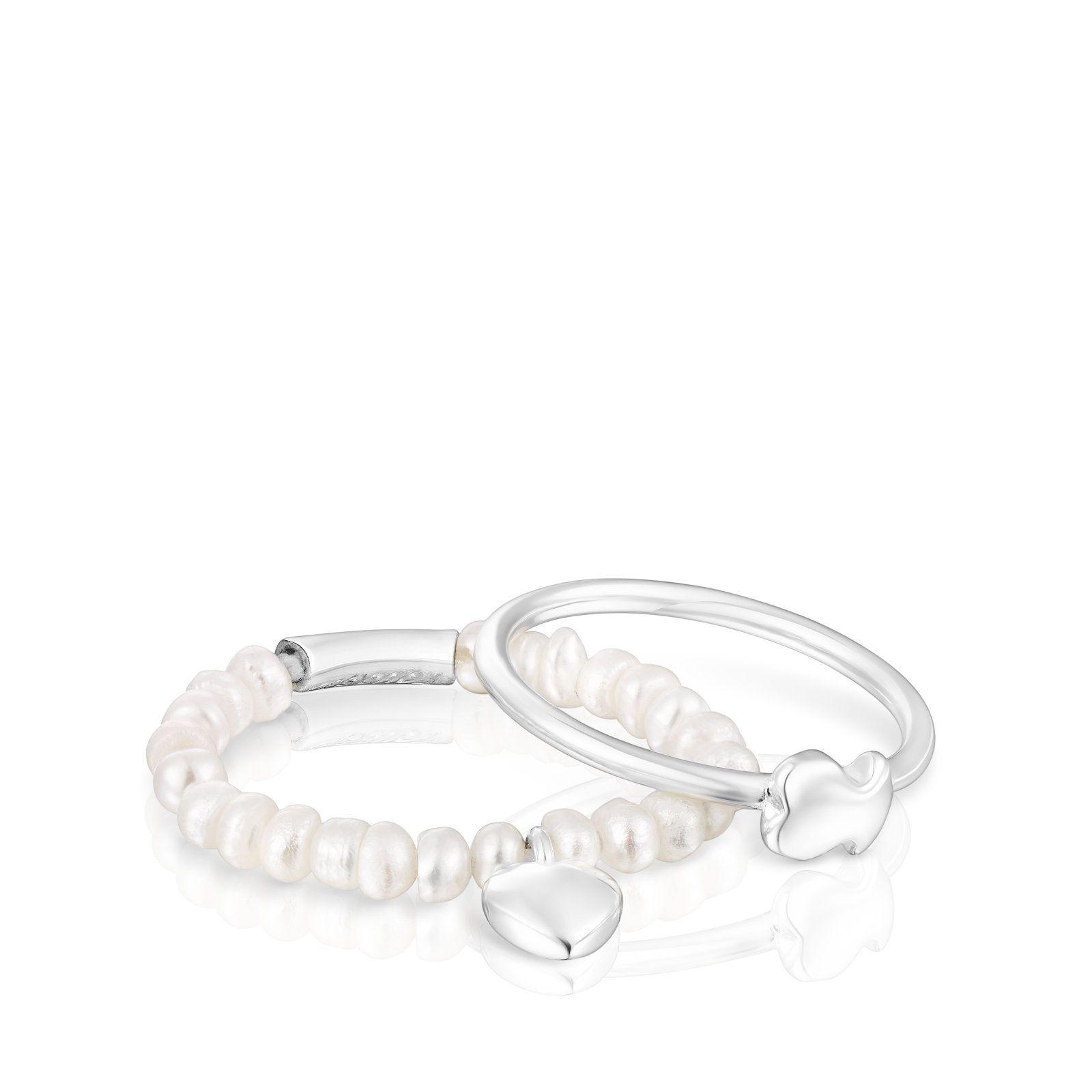 Pack de anillos de plata y perlas cultivadas Mini Icons Tous-1