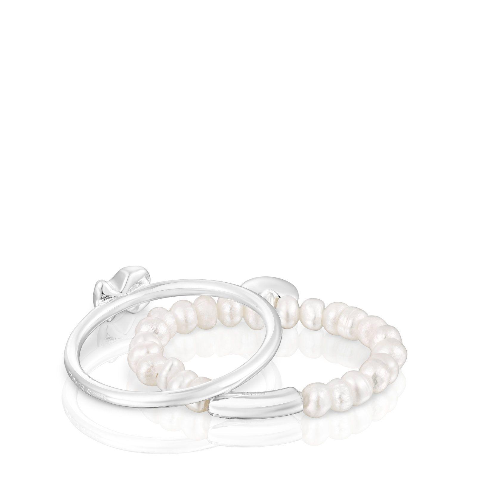 Pack de anillos de plata y perlas cultivadas Mini Icons Tous-2