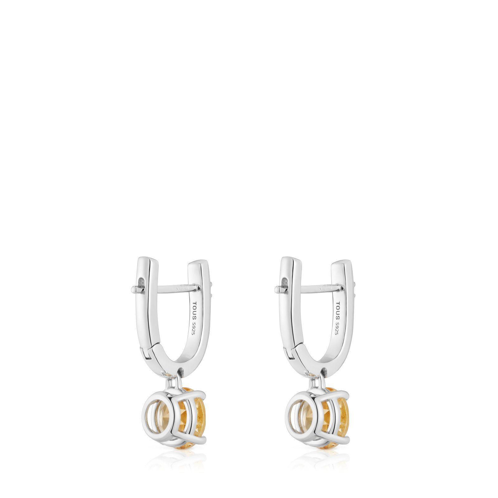 Pendientes aro de plata, citrino y diamantes Basic Colors-2
