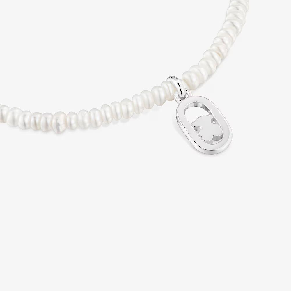 Pulsera elástica de perlas cultivadas y plata Camille-2