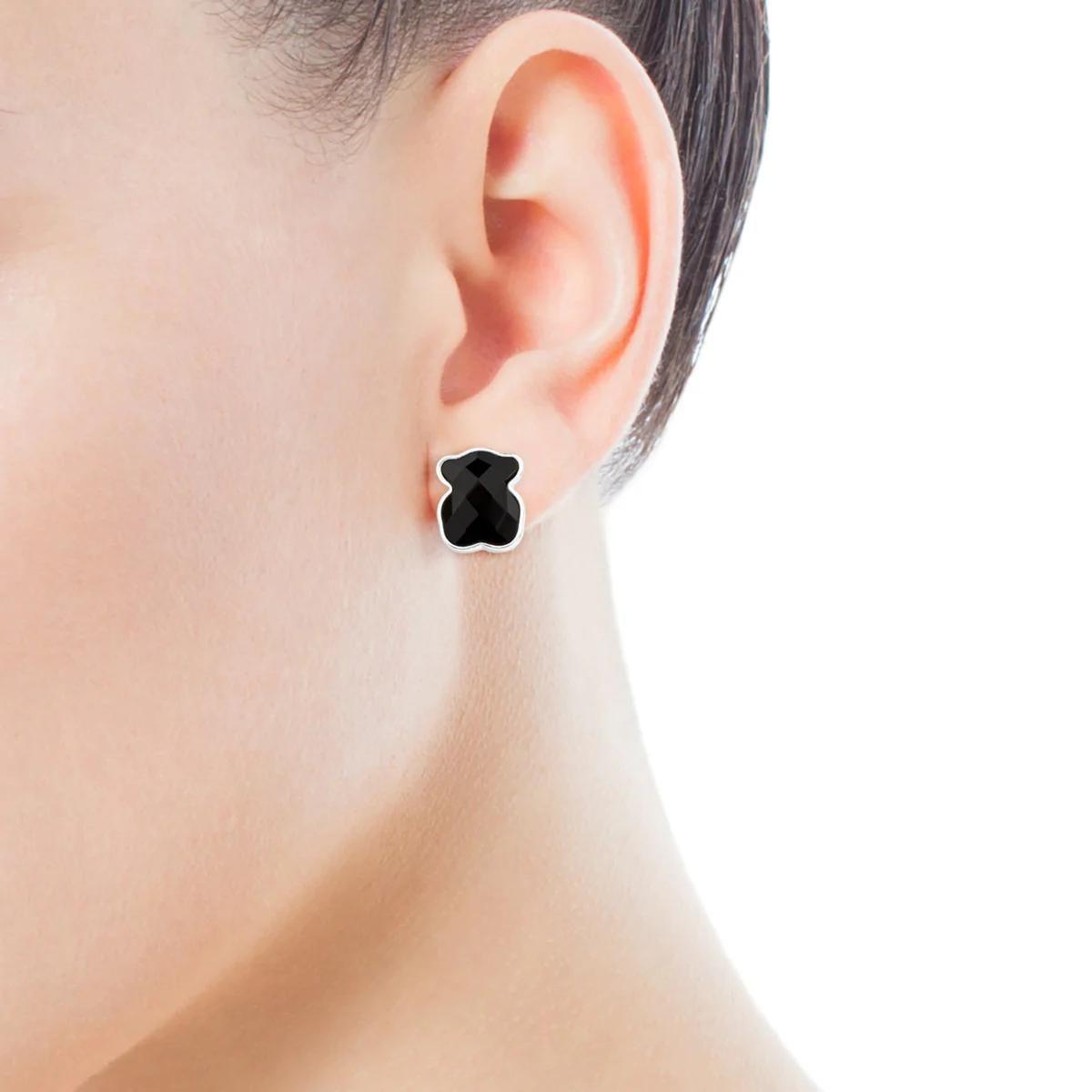 Aros Color De Plata y Onix Tous-3