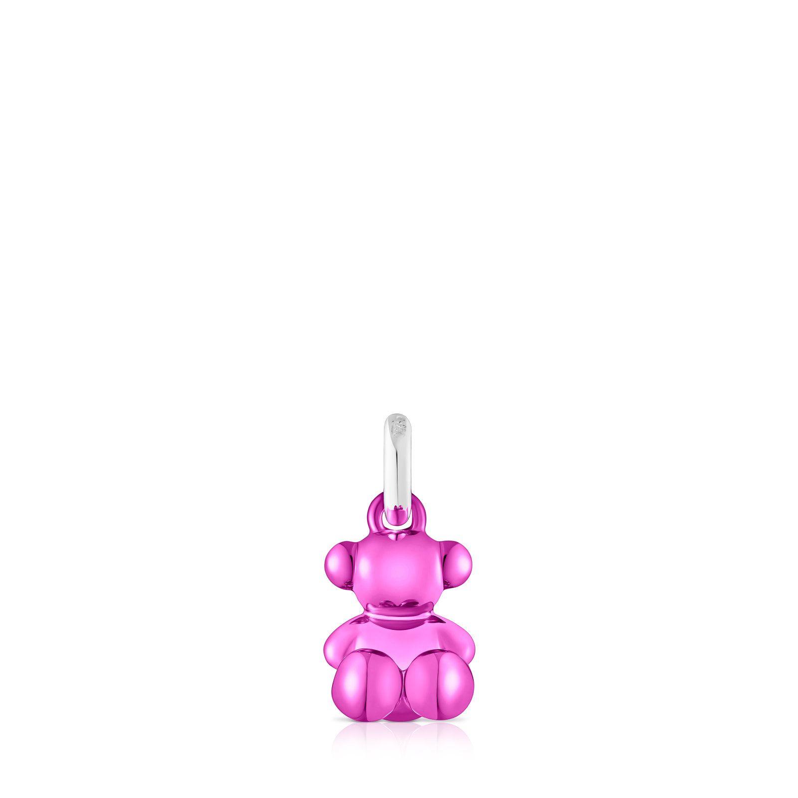 Colgante oso pequeño de acero en color rosa Bold Bear-0