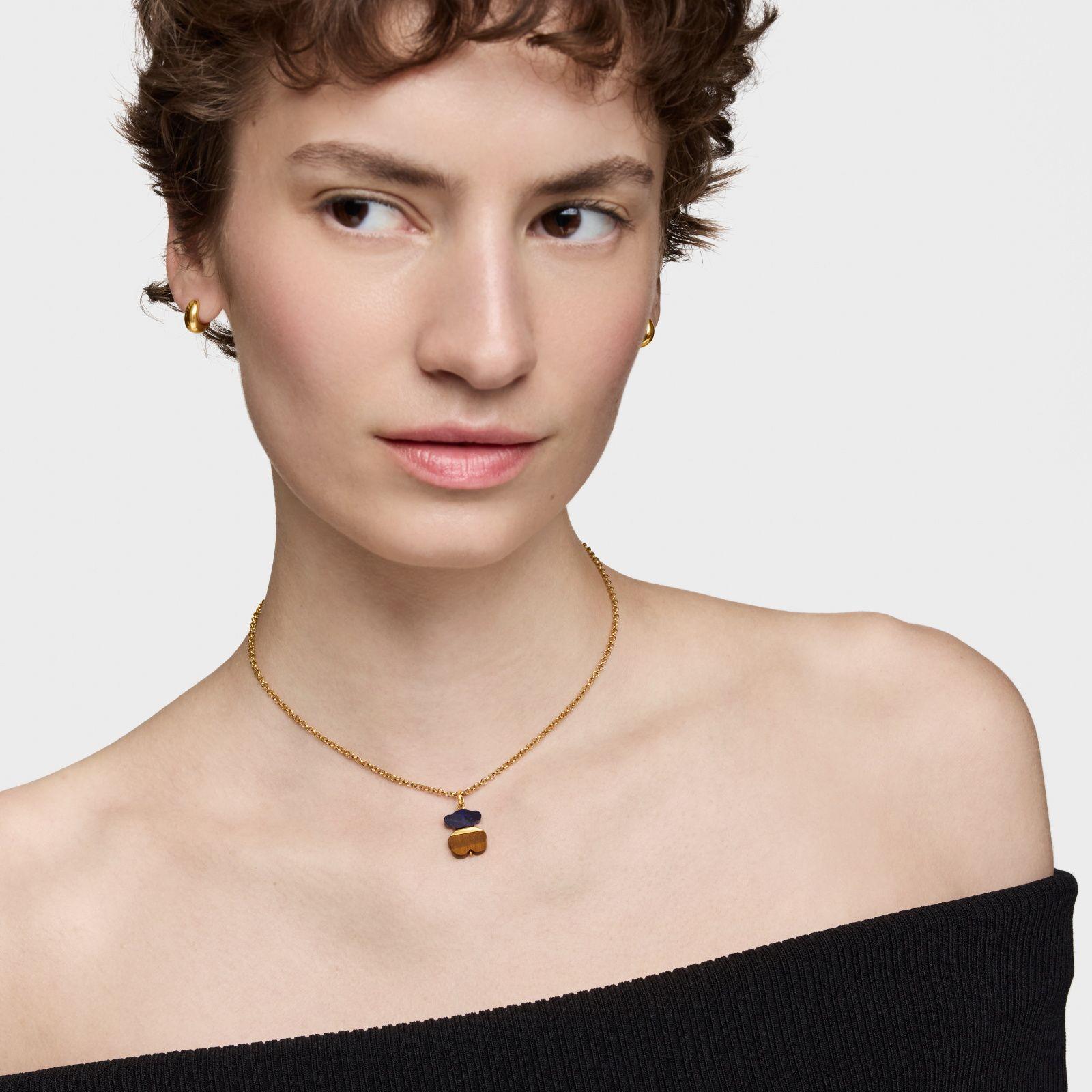 Colgante con baño de oro 18 kt sobre plata, sodalita y ojo de tigre Sweet Dolls-3