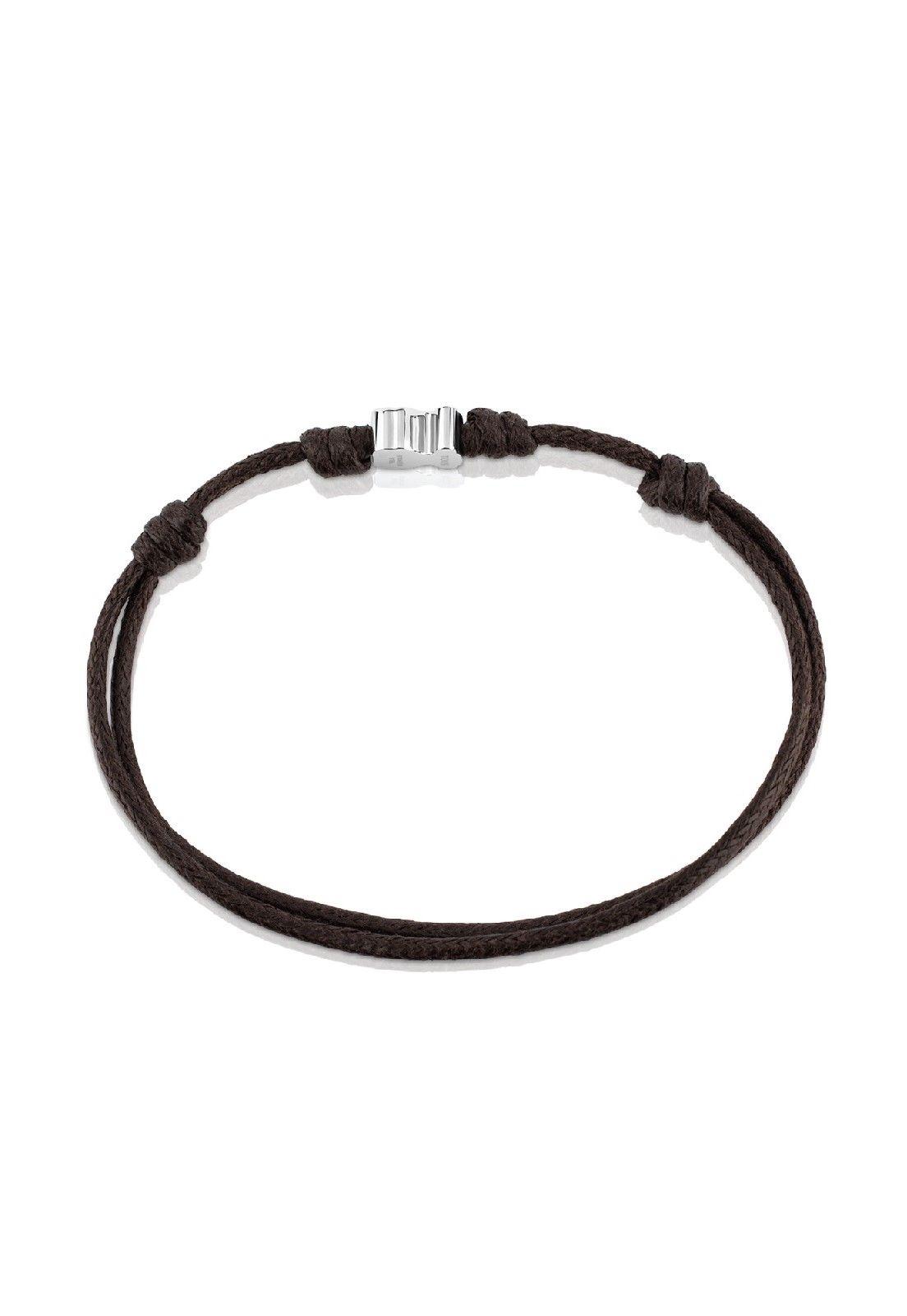 Pulsera Tous Super Micro de Acero y Cordón en color marrón-2