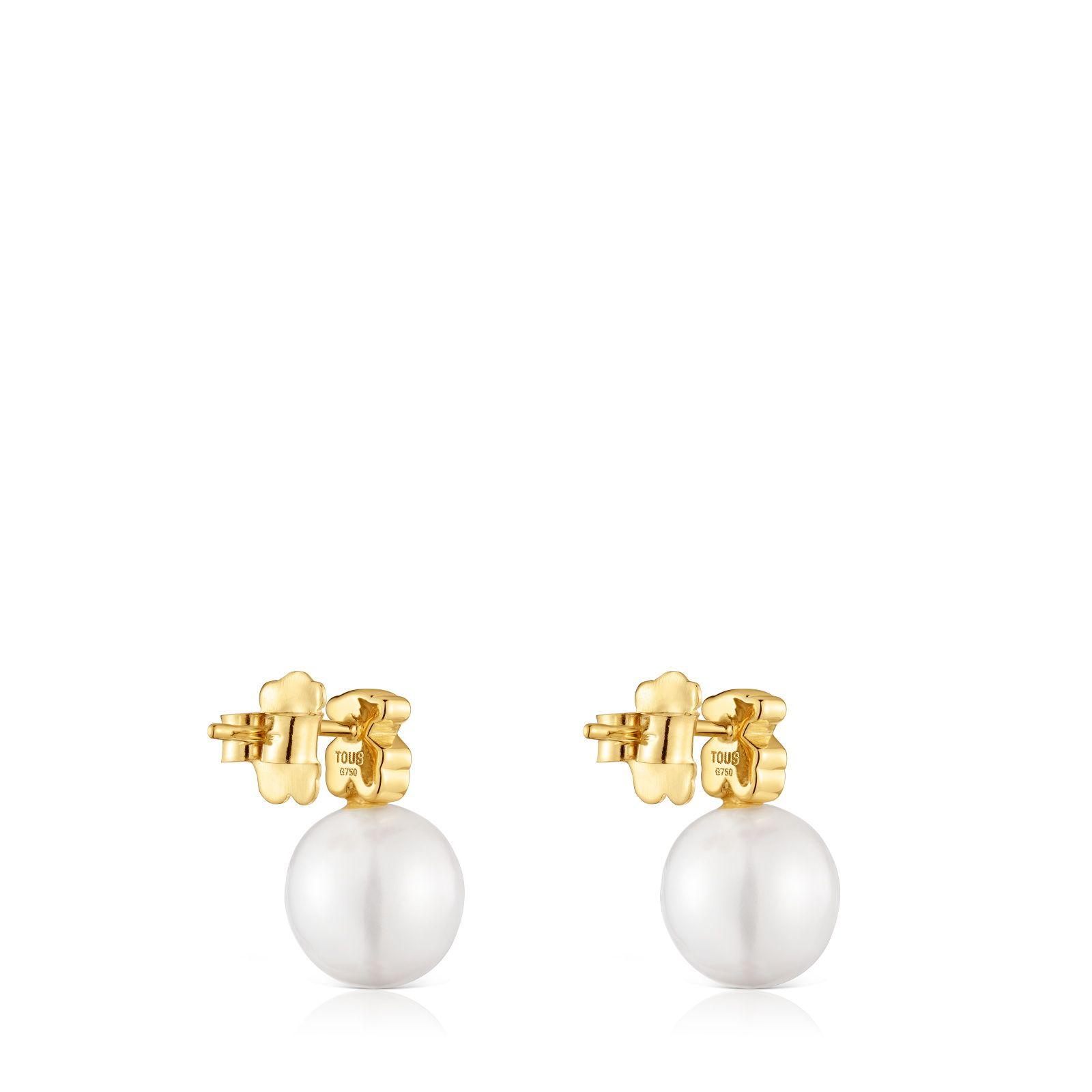 Pendientes motivo oso de oro y perla cultivada Sweet Dolls-2