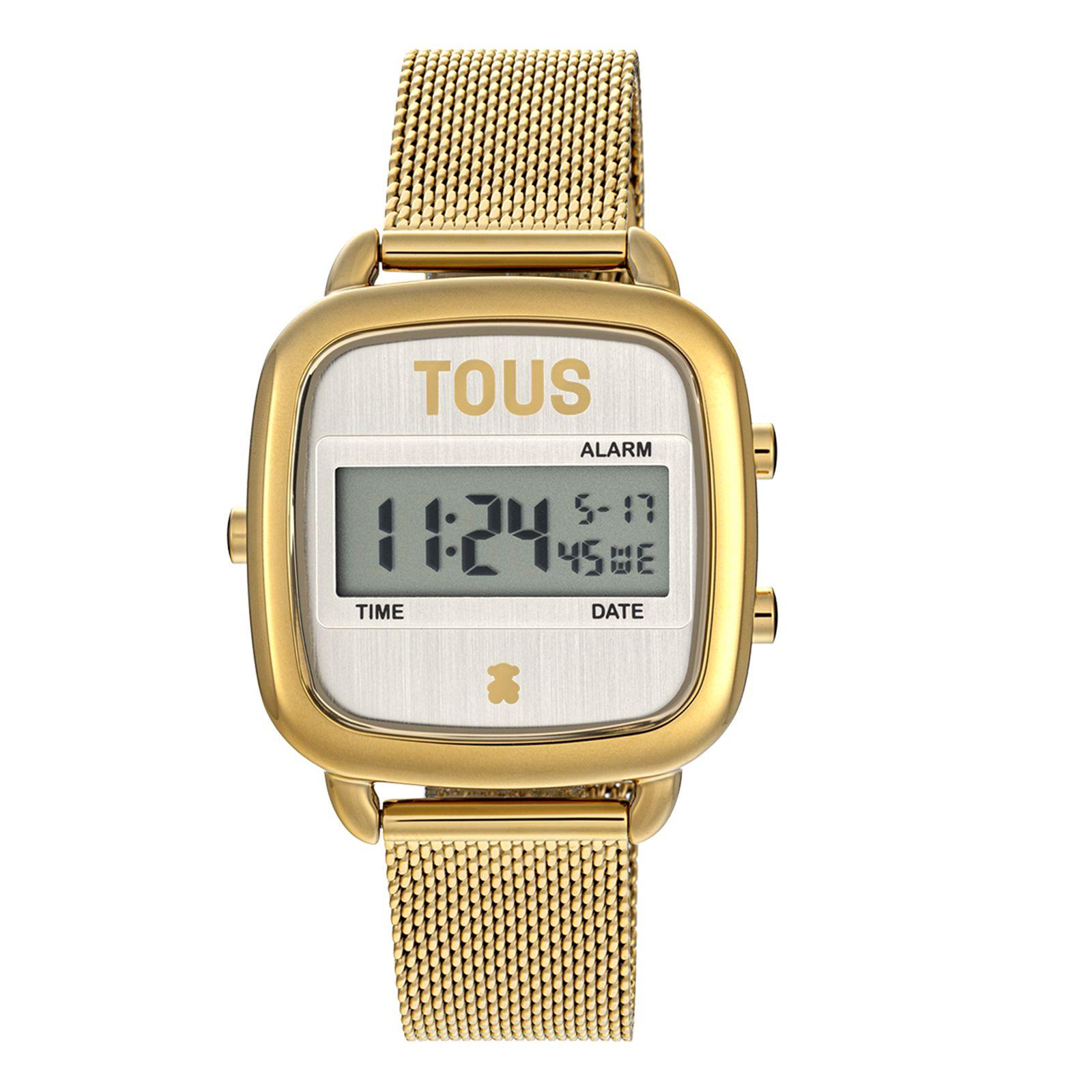 Reloj digital con brazalete de acero IPG dorado D-Logo New-0