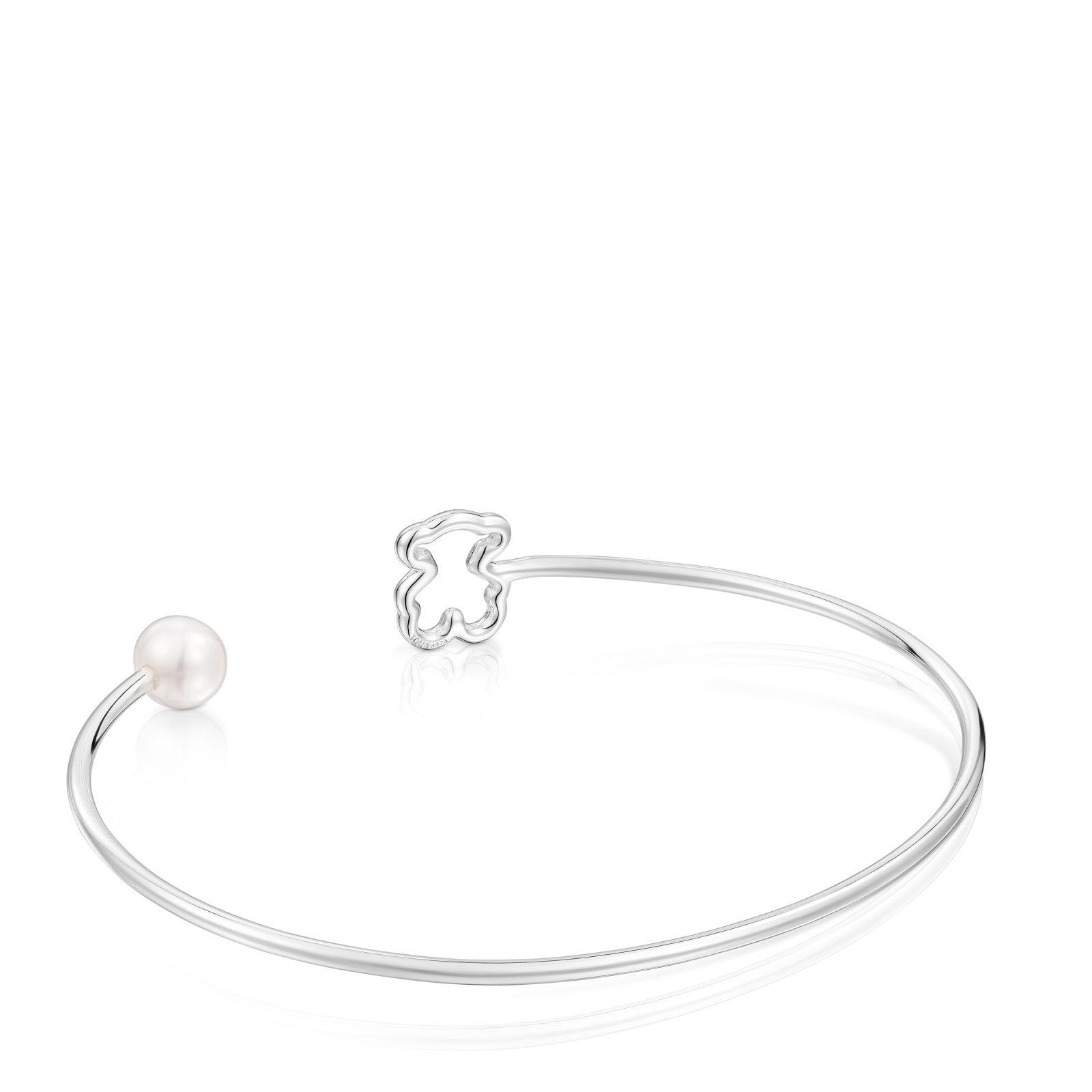 Pulsera esclava de plata con perla cultivada New Silueta-2