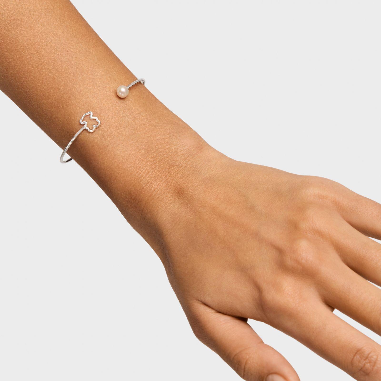 Pulsera esclava de plata con perla cultivada New Silueta-5
