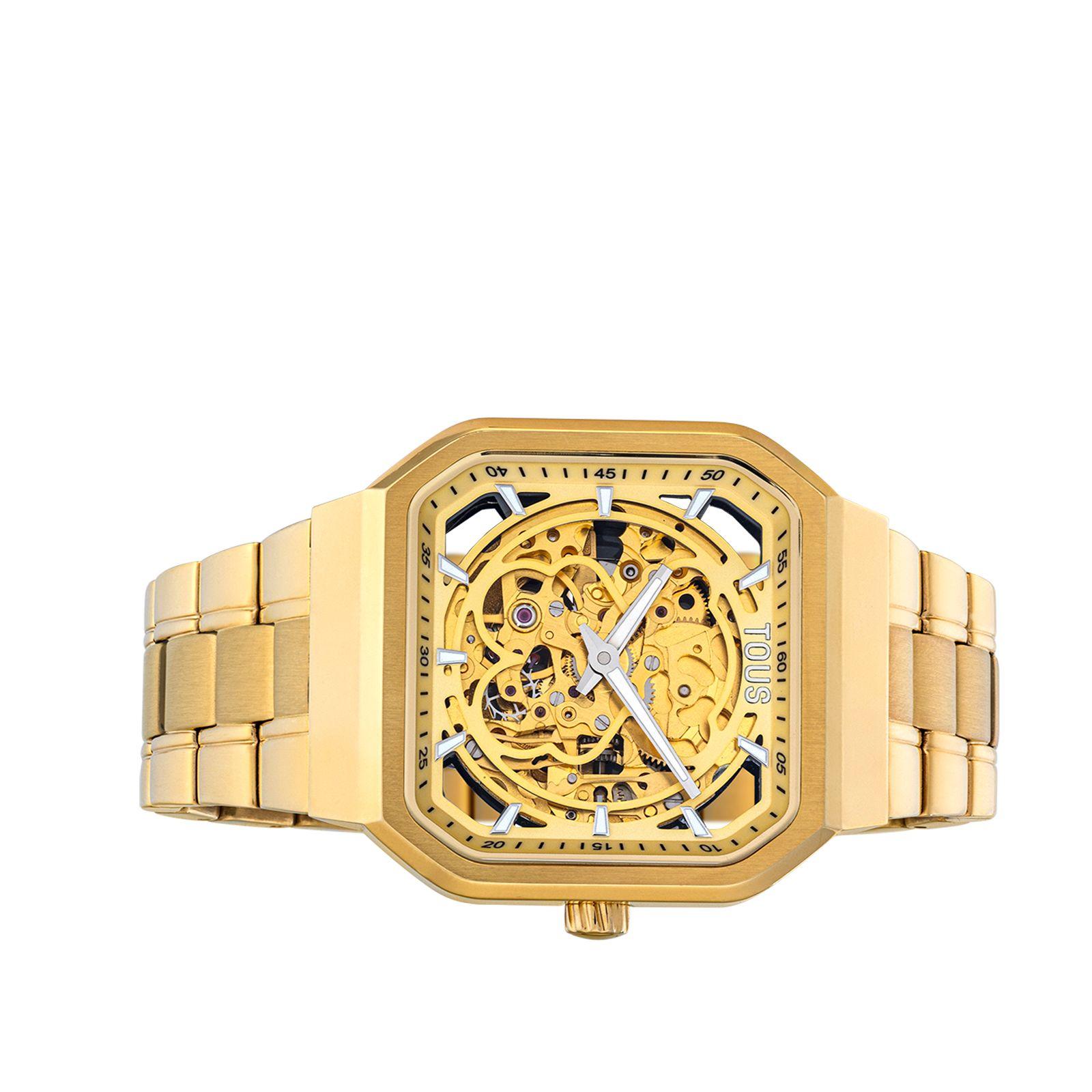 Reloj analógico con brazalete de acero IP dorado D-Bear Tous-1