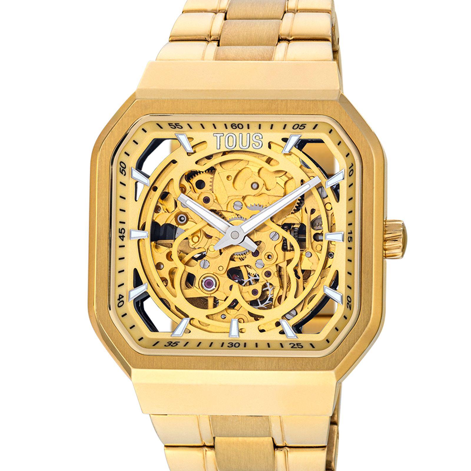 Reloj analógico con brazalete de acero IP dorado D-Bear Tous-2