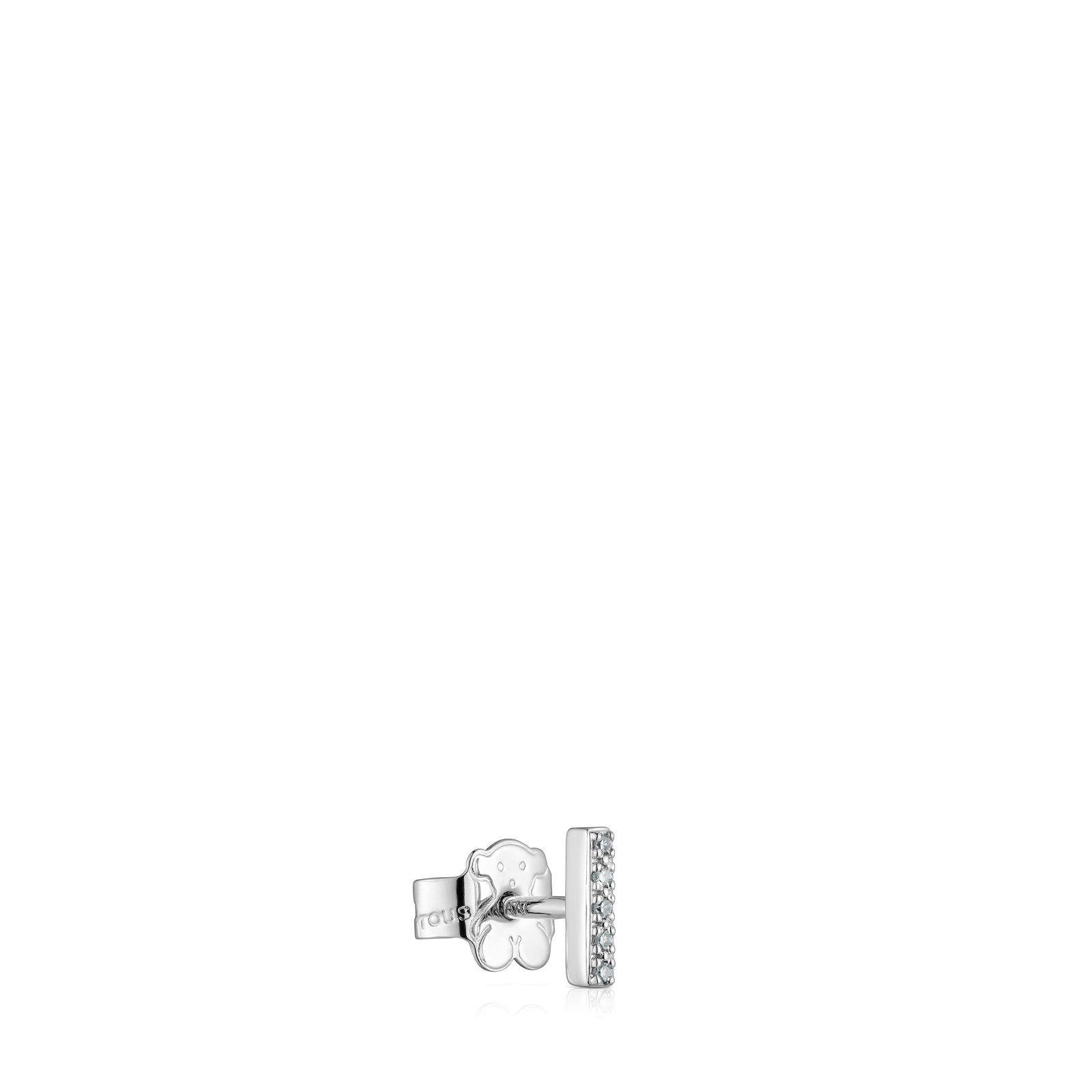 Pendiente suelto tira pequeño de oro blanco con diamantes TOUS Grain-0