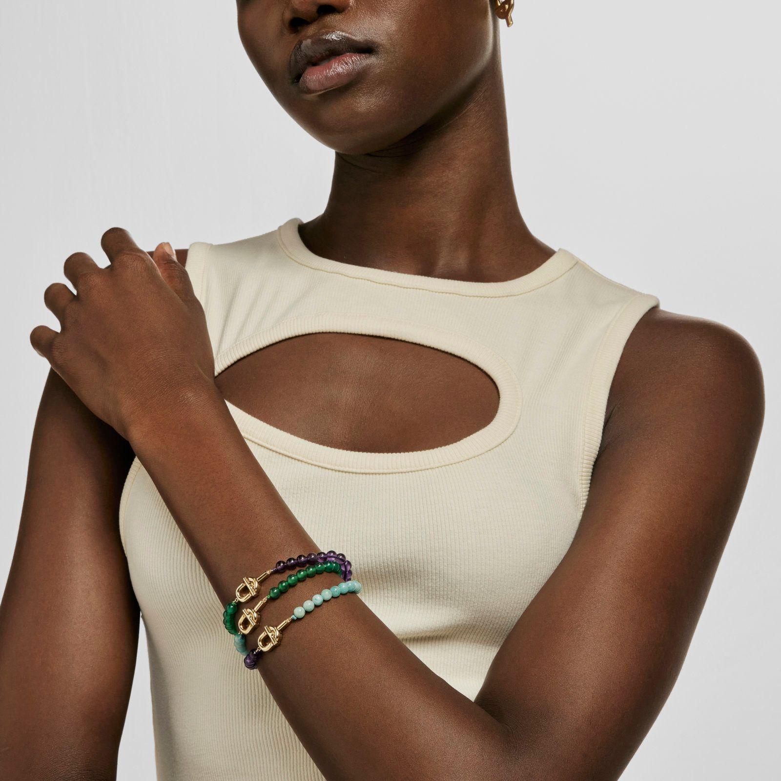 Pulsera con baño de oro y amazonitas TOUS MANIFESTO-5