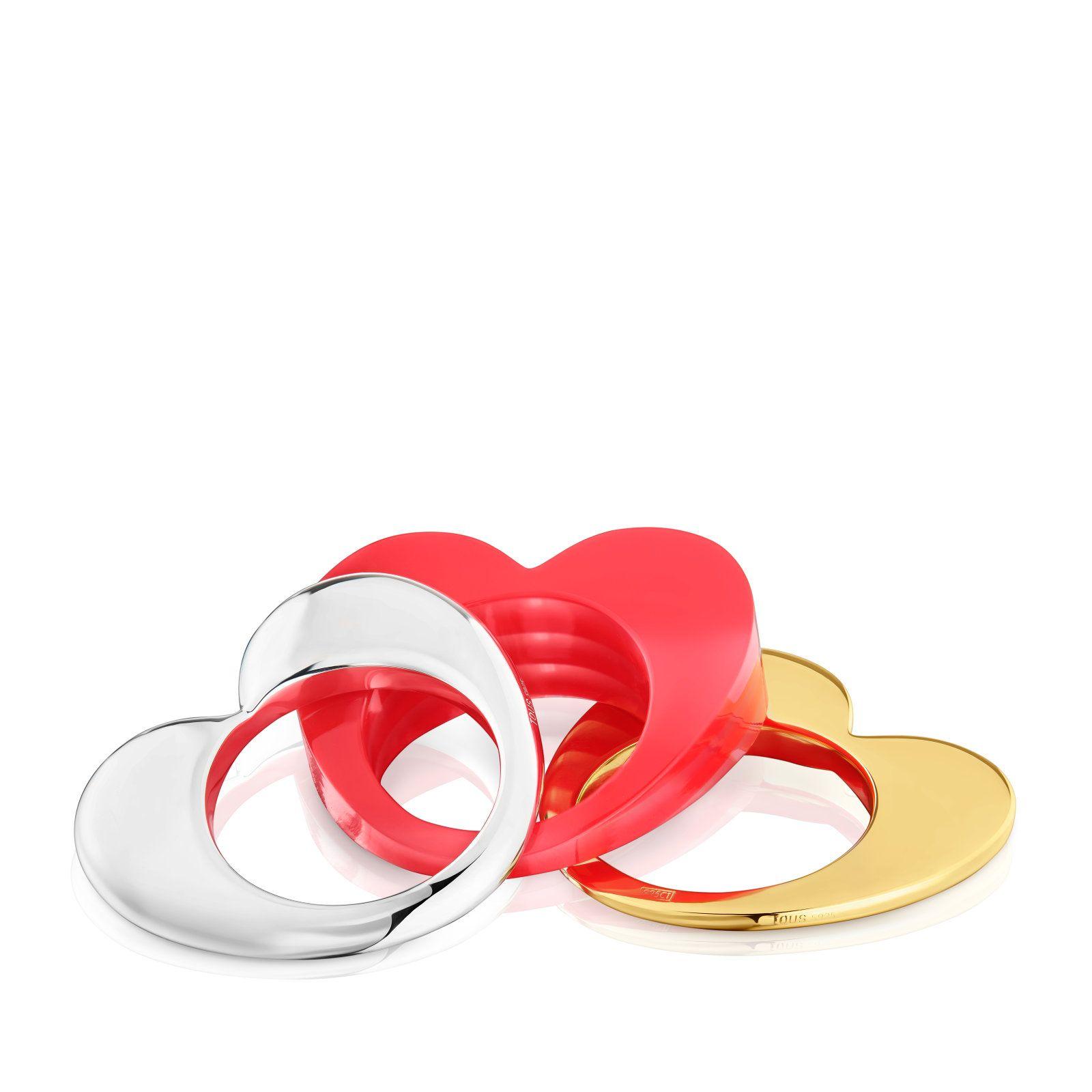 Pack anillos corazón bicolor y acetato rosa My Other Half-2