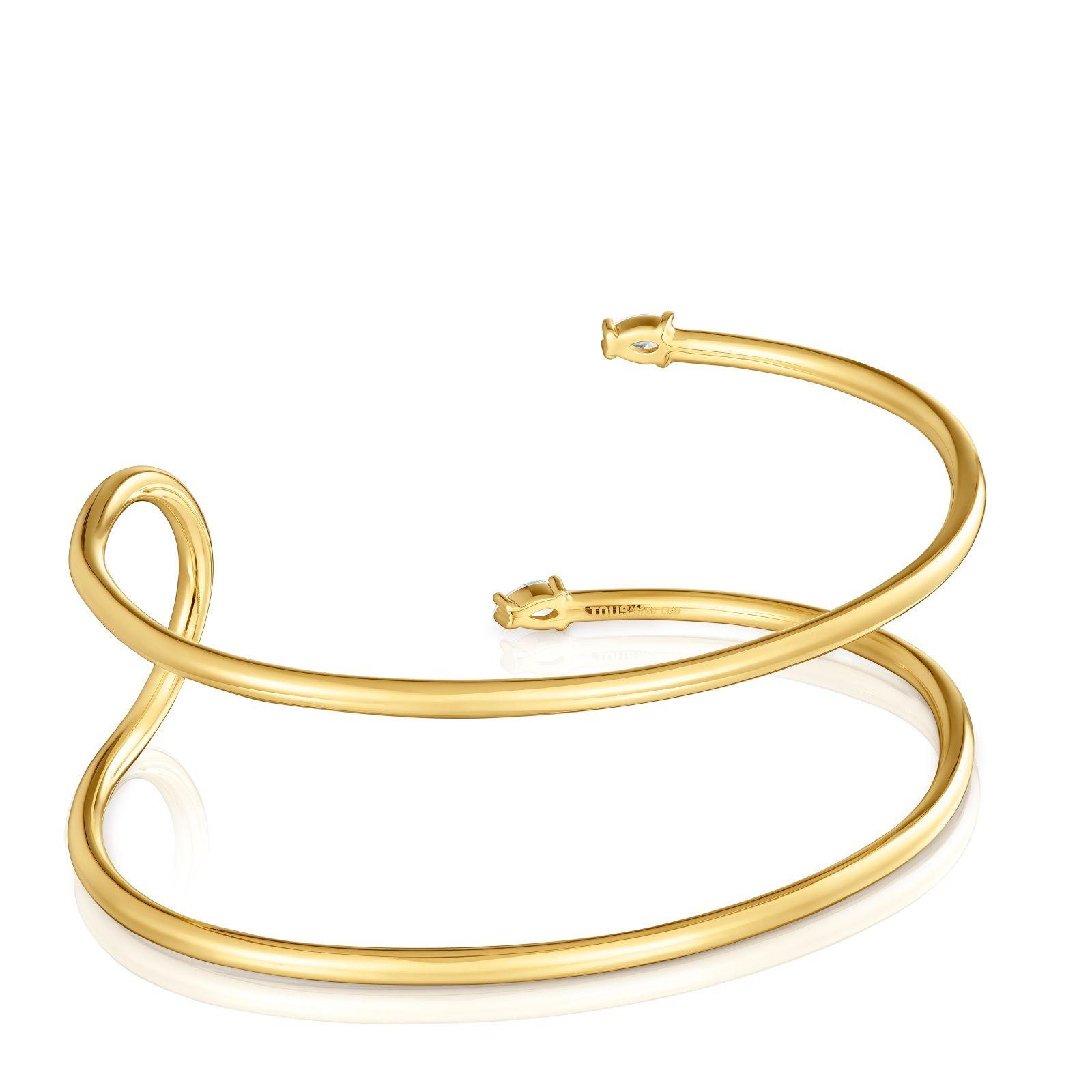 Pulsera esclava con baño de oro 18 kt sobre plata y diamantes creados en laboratorio Lio LGD-2