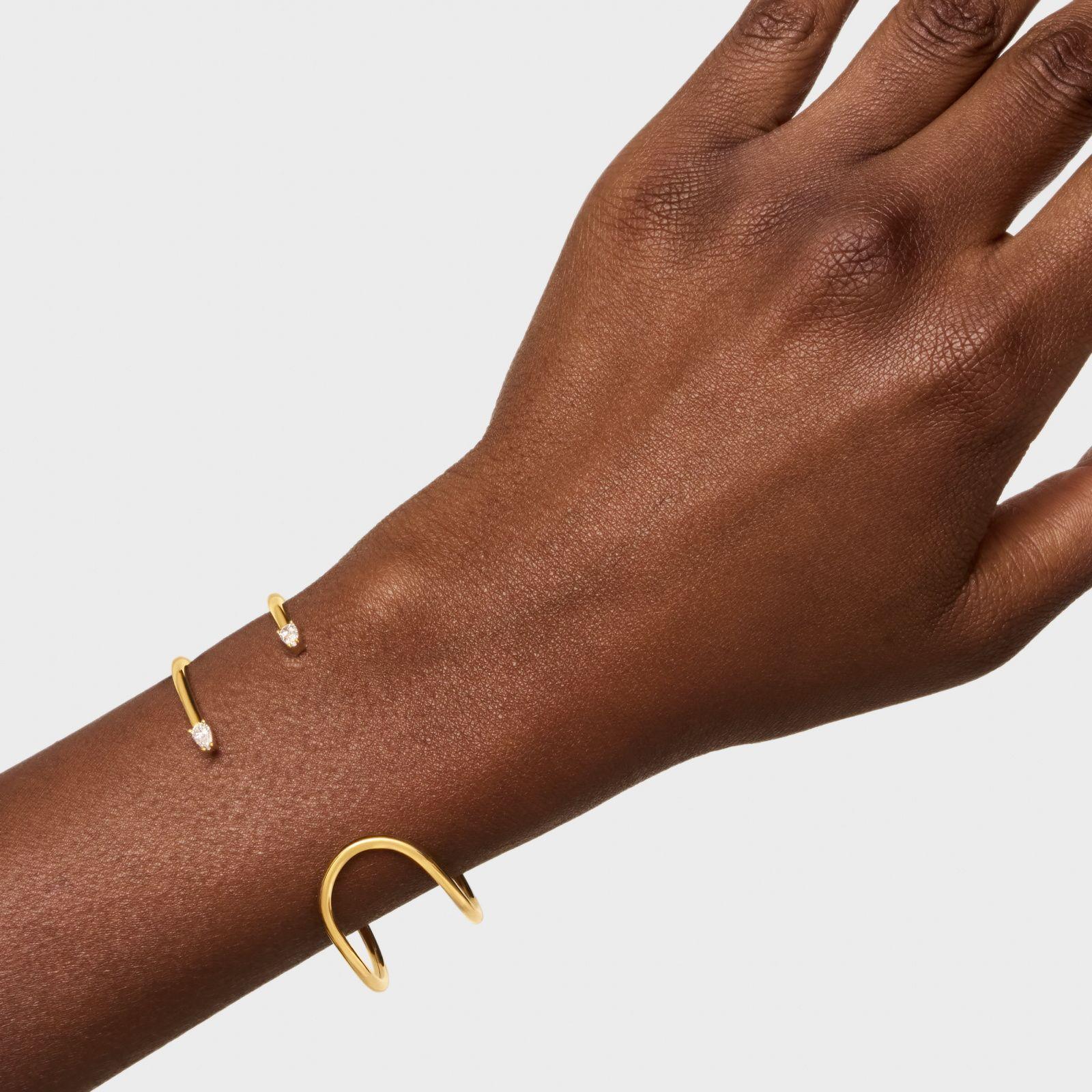 Pulsera esclava con baño de oro 18 kt sobre plata y diamantes creados en laboratorio Lio LGD-3