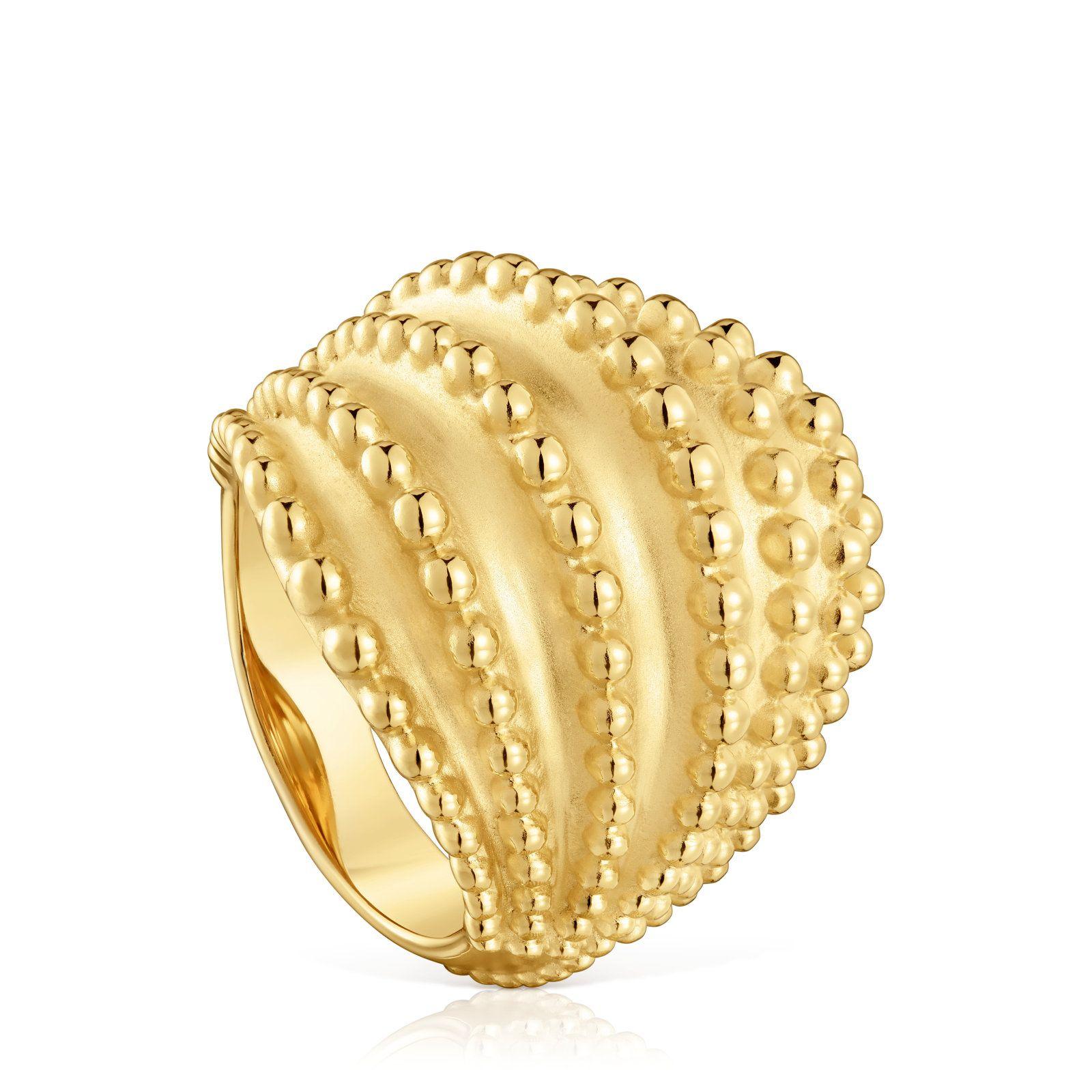 Anillo grande con baño de oro de 18 kt sobre plata-0