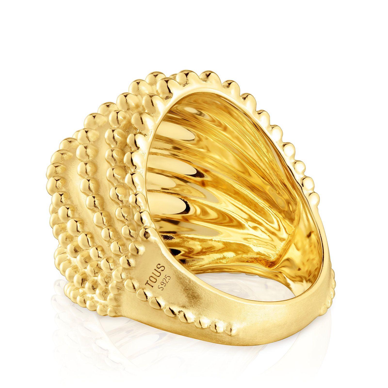 Anillo grande con baño de oro de 18 kt sobre plata-1