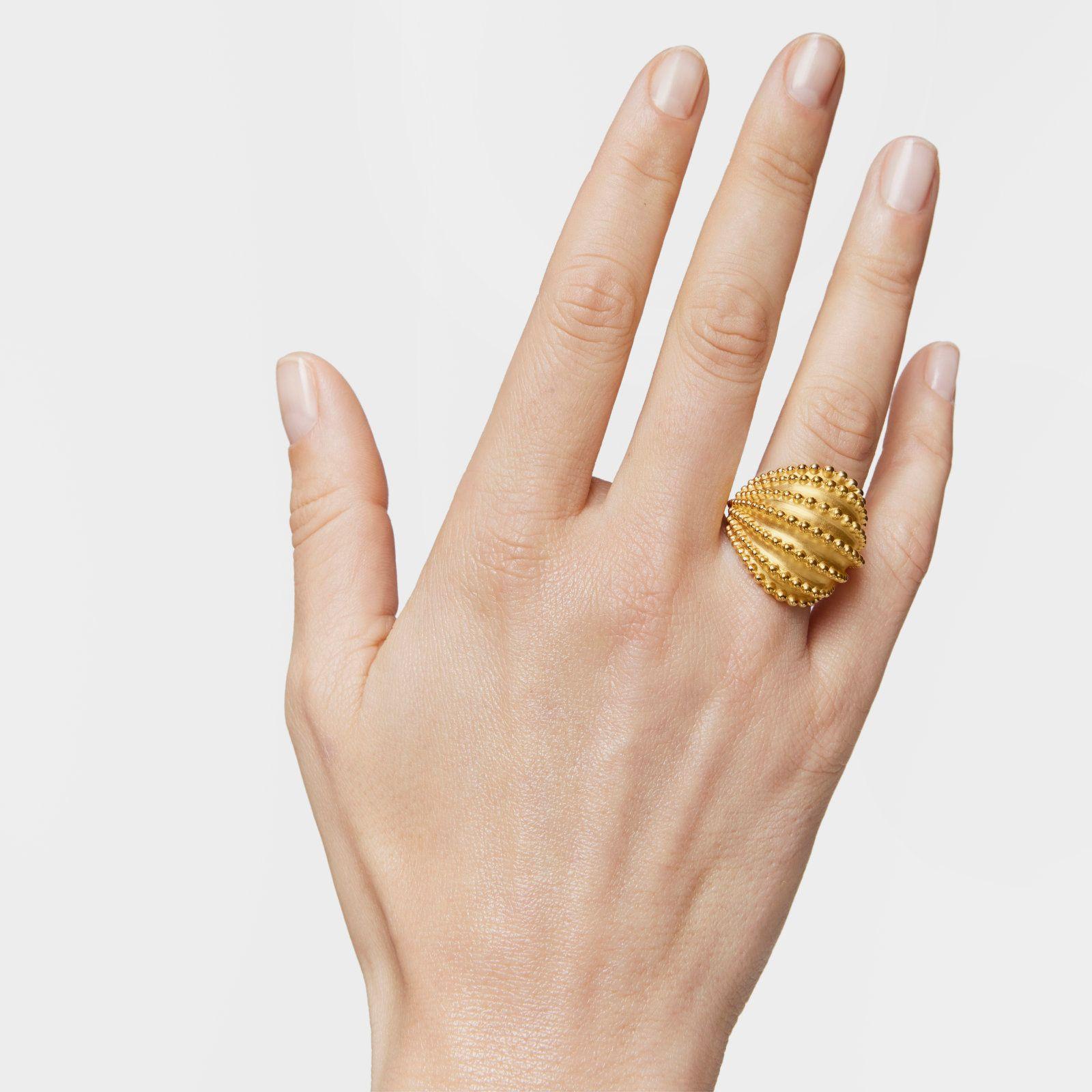 Anillo grande con baño de oro de 18 kt sobre plata-4