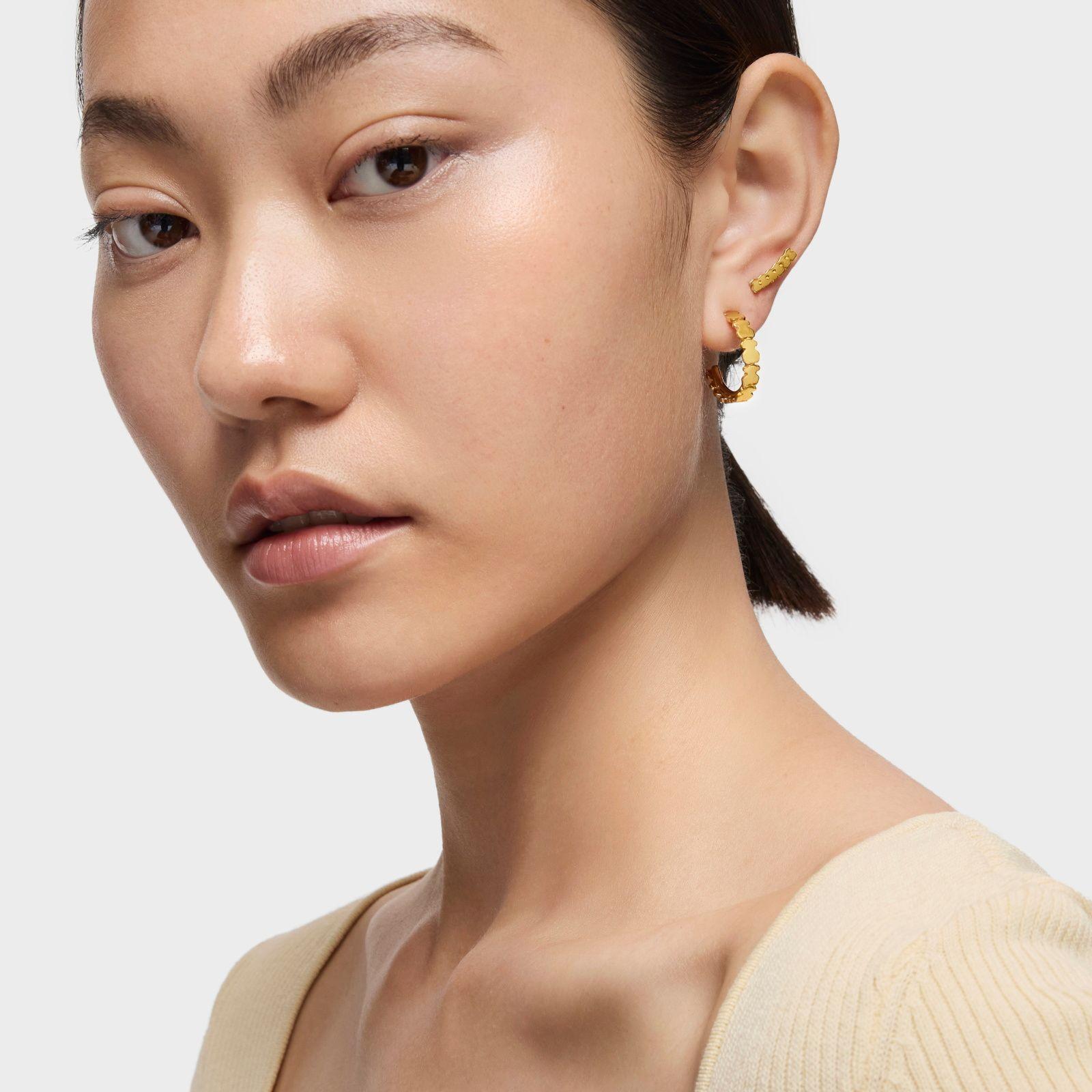 Pendientes aro con baño de oro 18 kt sobre plata Straight-4