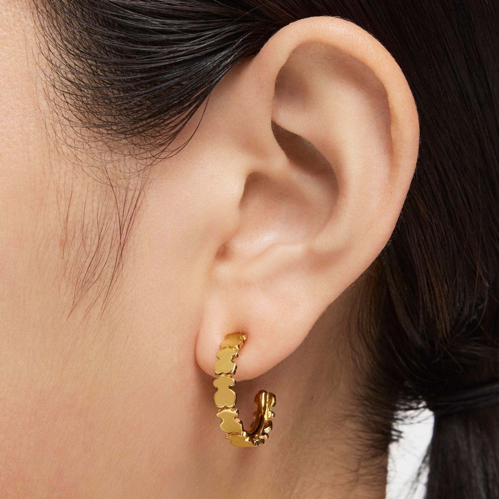 Pendientes aro con baño de oro 18 kt sobre plata Straight-5