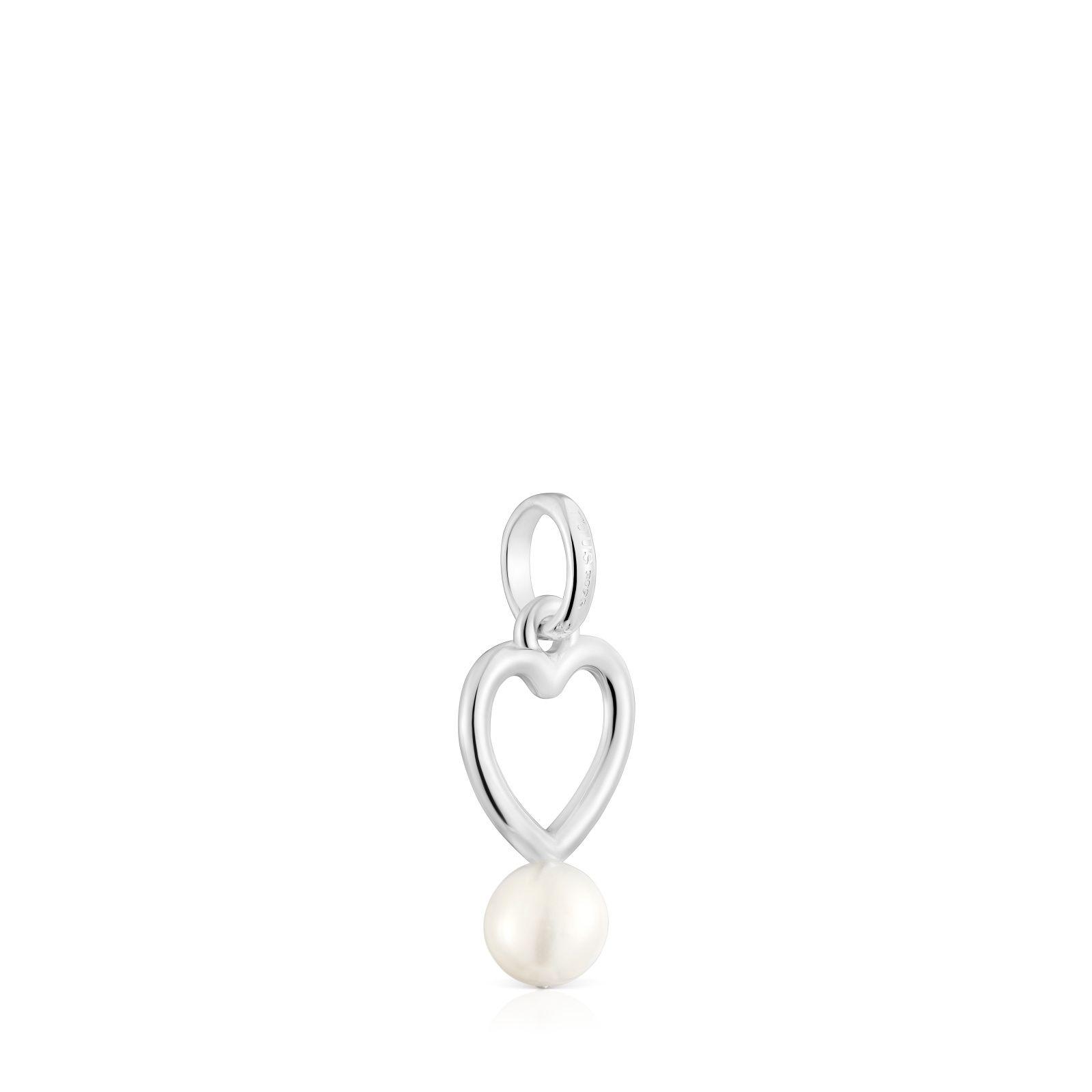 Colgante corazón de plata y perla cultivada New Silueta-2
