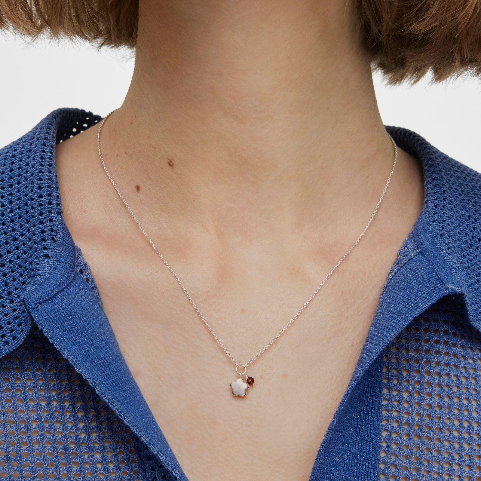 Collar de plata y rodolita flor Bold Motif-3