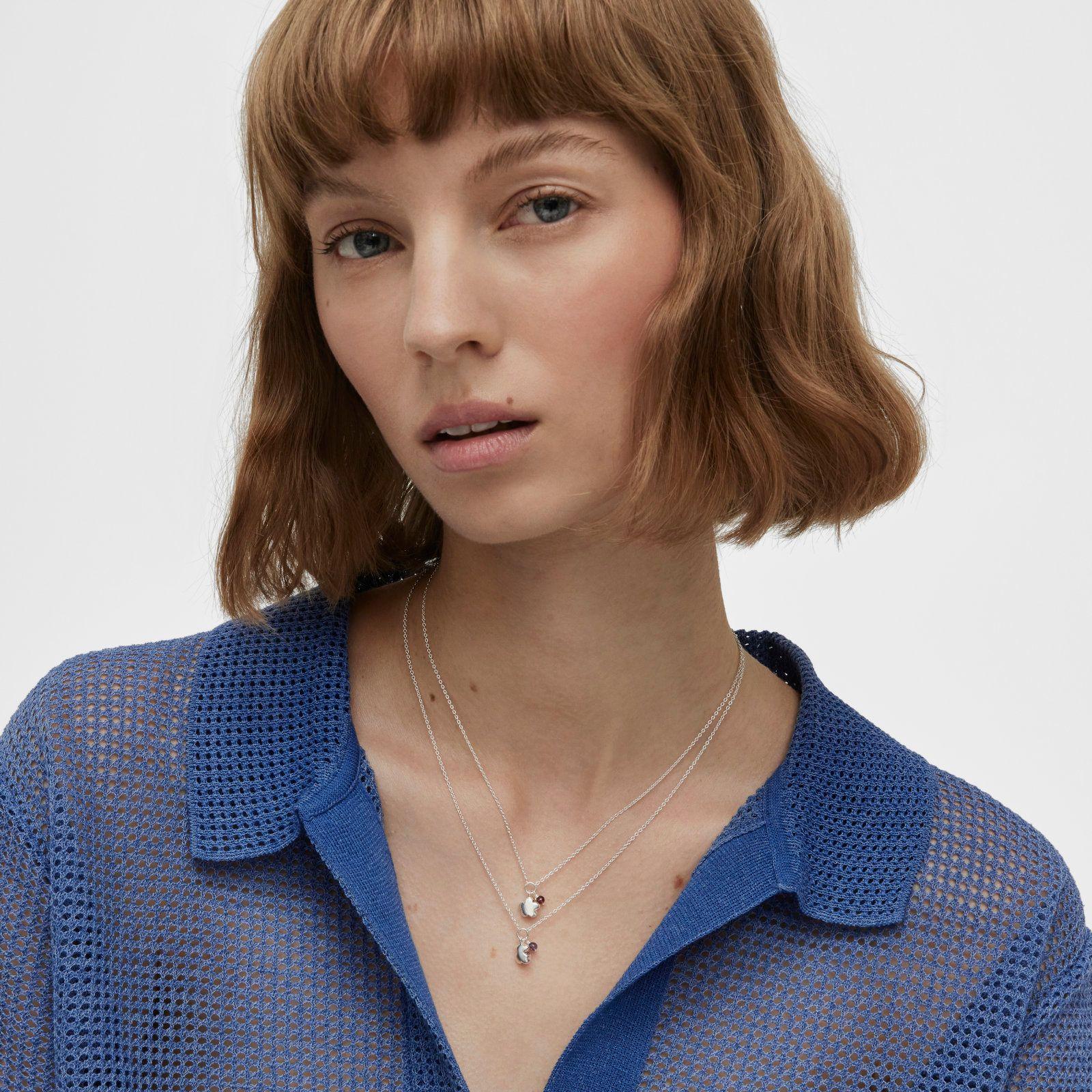 Collar de plata y rodolita flor Bold Motif-5