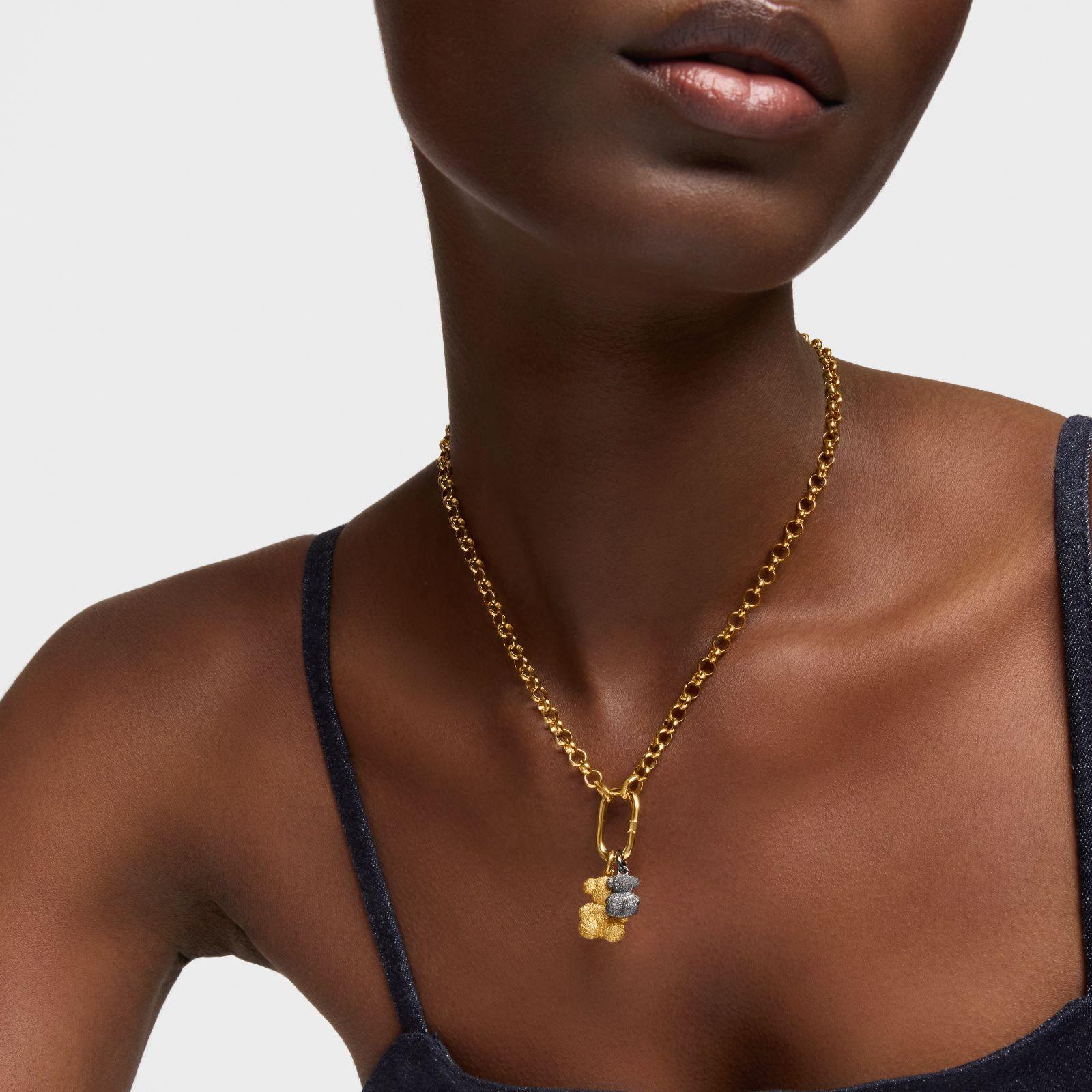 Colgante oso mediano oro 18 kt plata diamantada Bold Bear-3