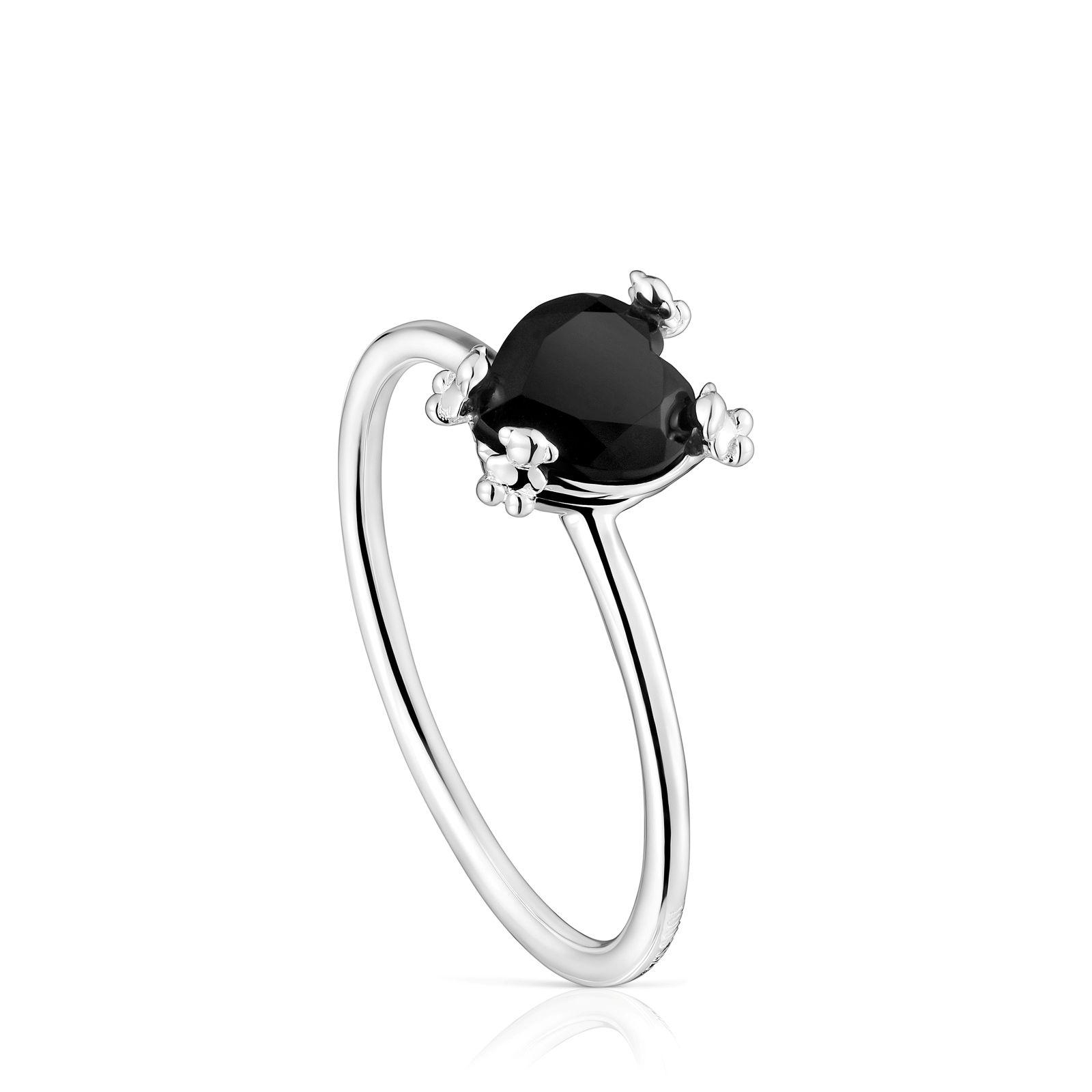 Anillo corazón de plata y ónix Colors Pills-0