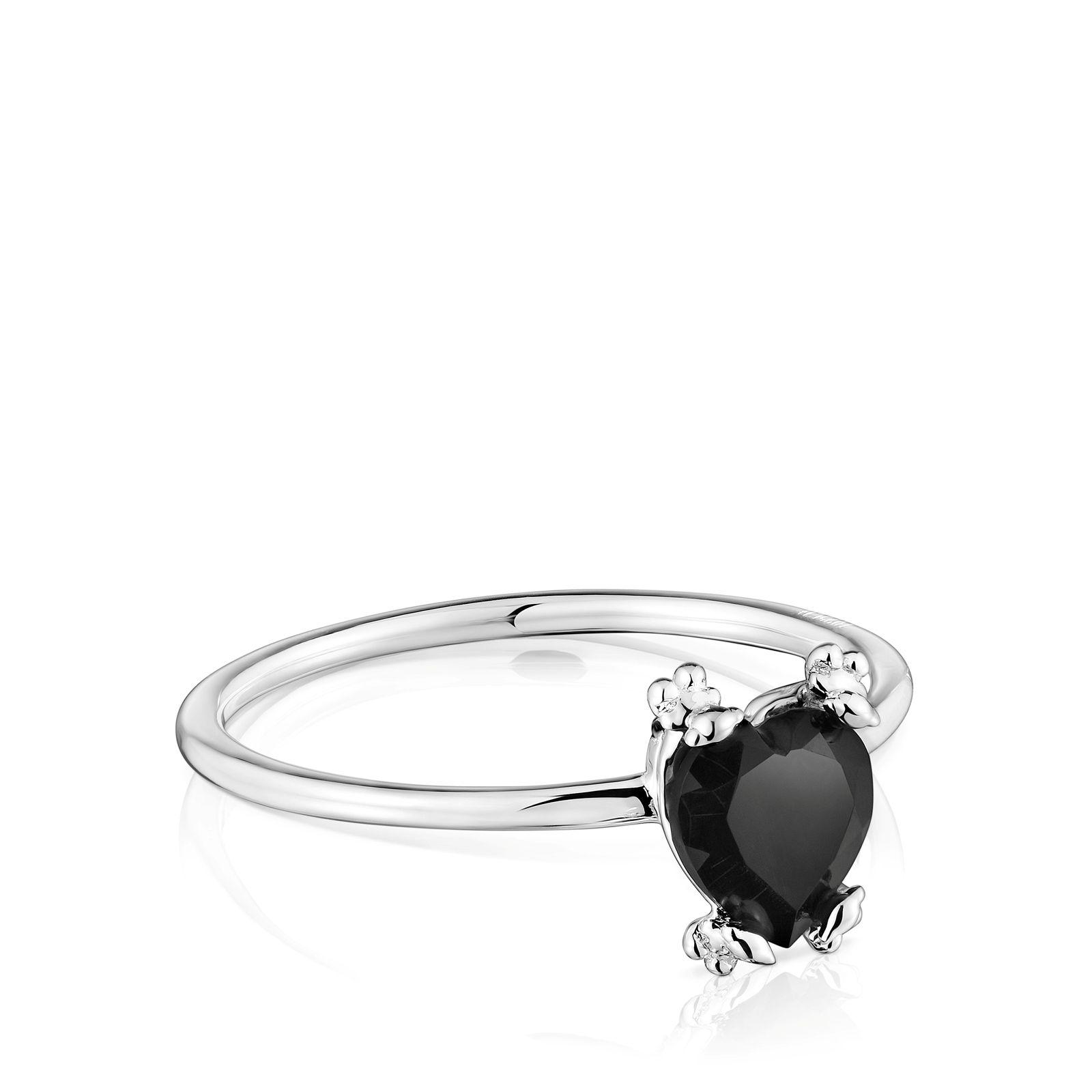 Anillo corazón de plata y ónix Colors Pills-1
