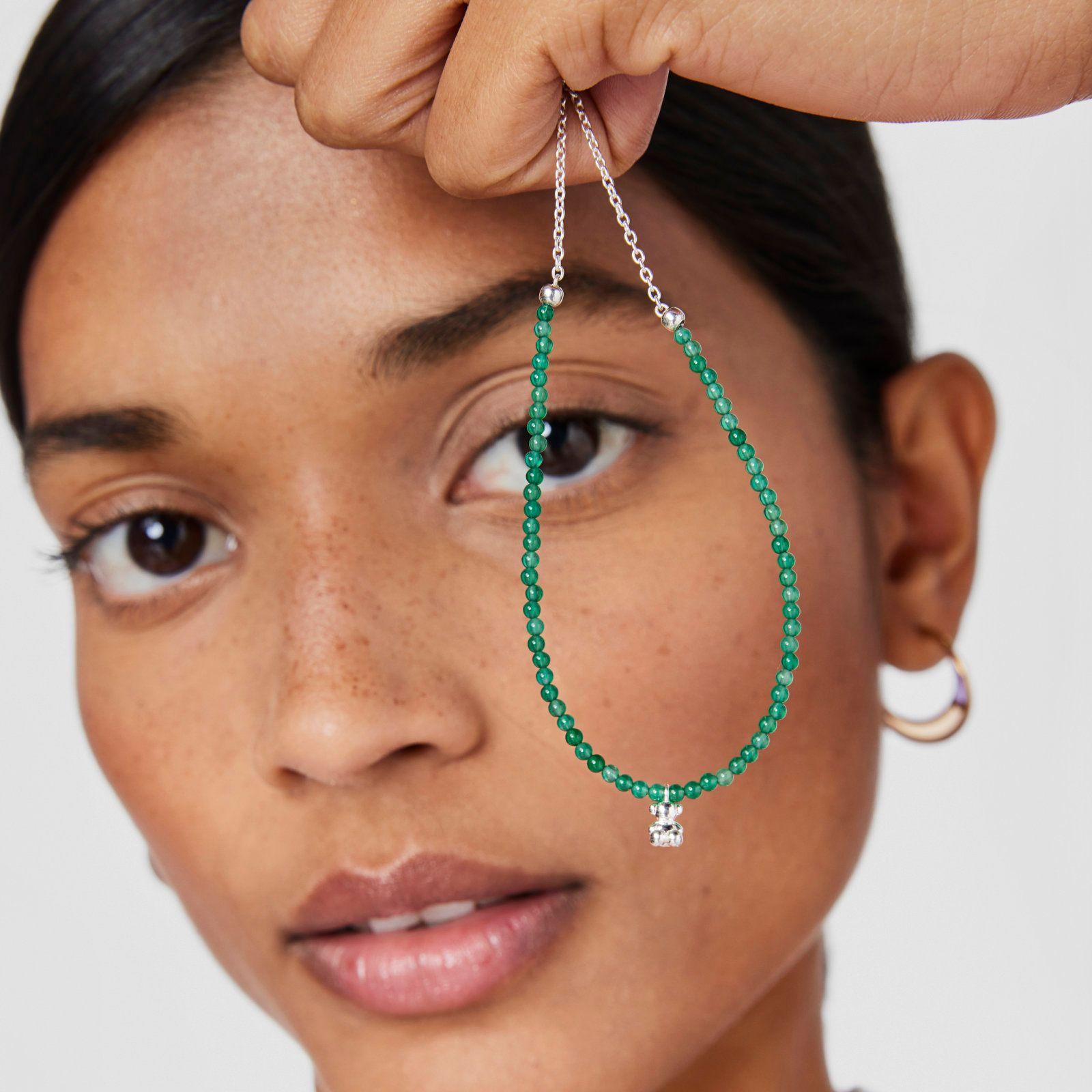 Collar de plata y calcedonia verde tratada Bold Bear Tous-3