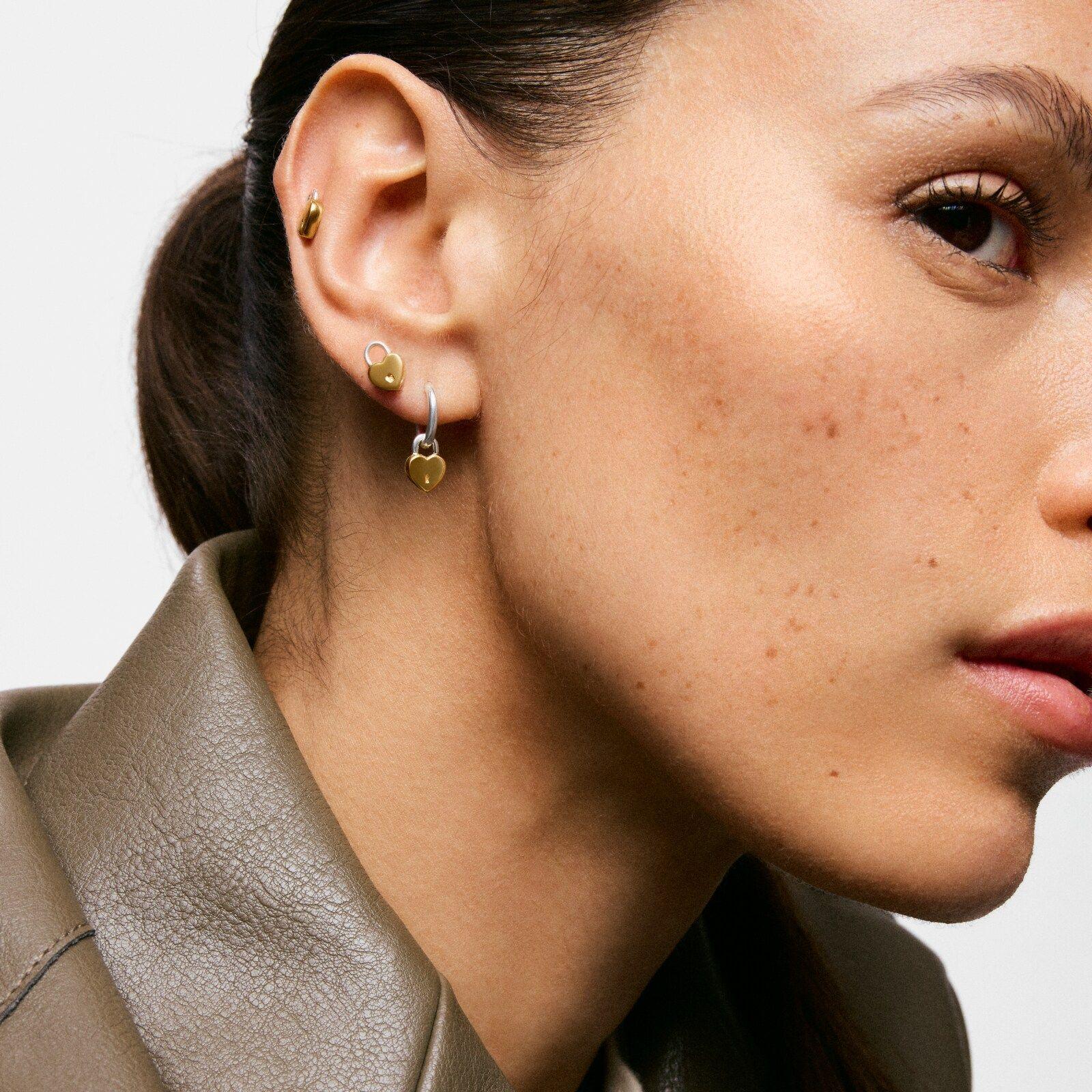 Pendientes bicolor corazón candado TOUS Unlock-3