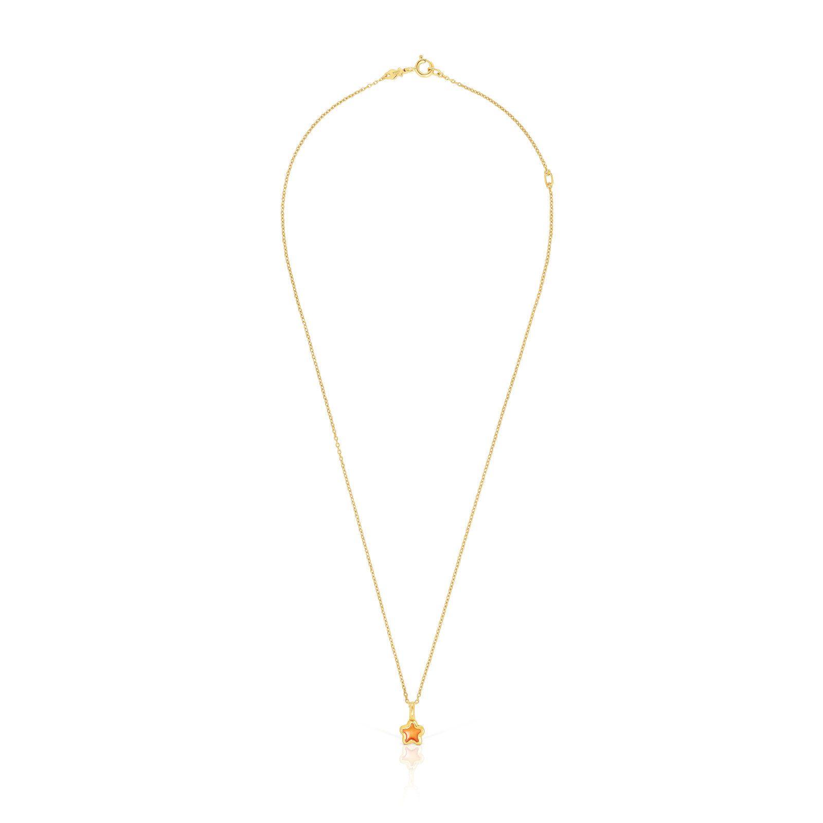 Collar con baño de oro 18 kt sobre plata flor naranja Gregal-1