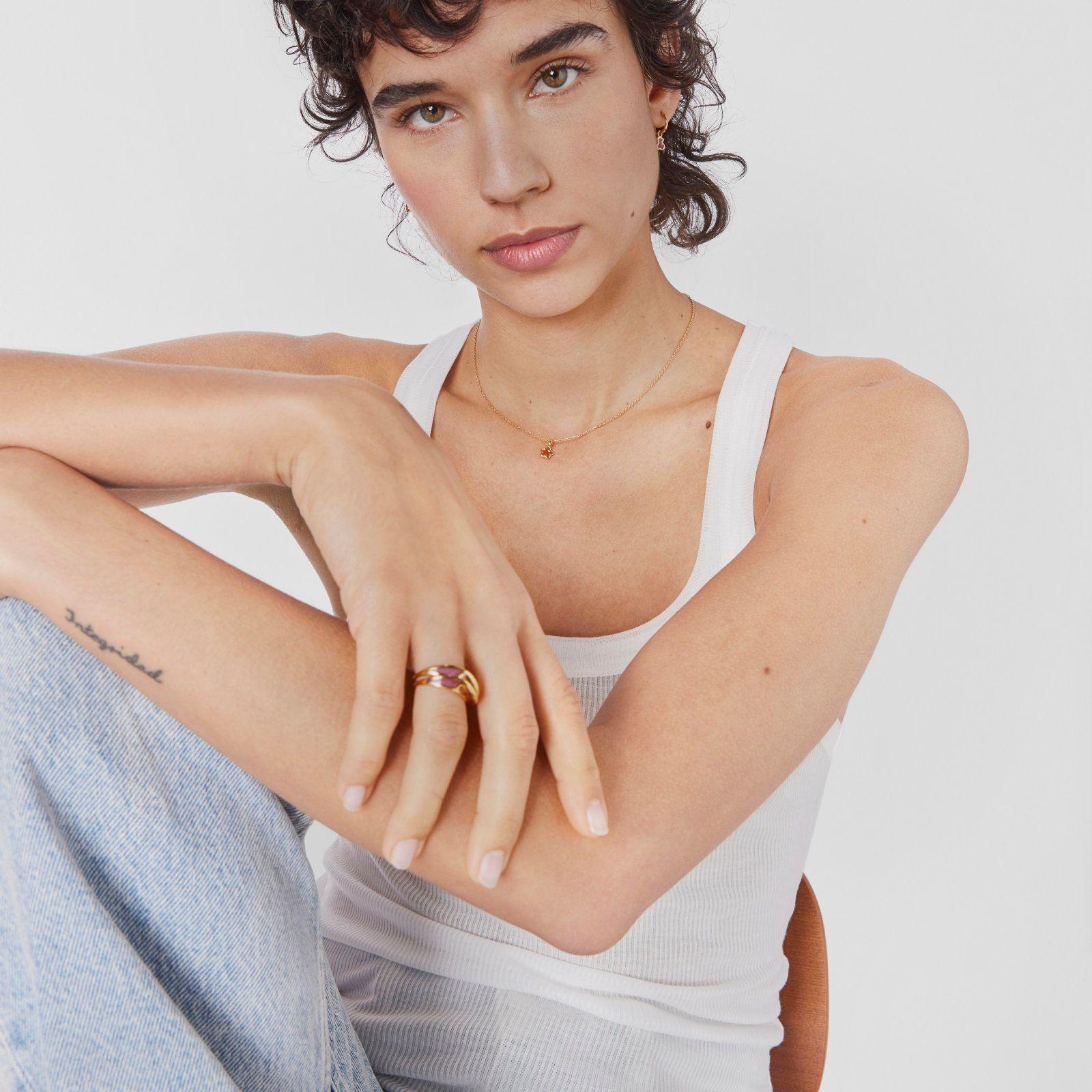 Collar con baño de oro 18 kt sobre plata flor naranja Gregal-4