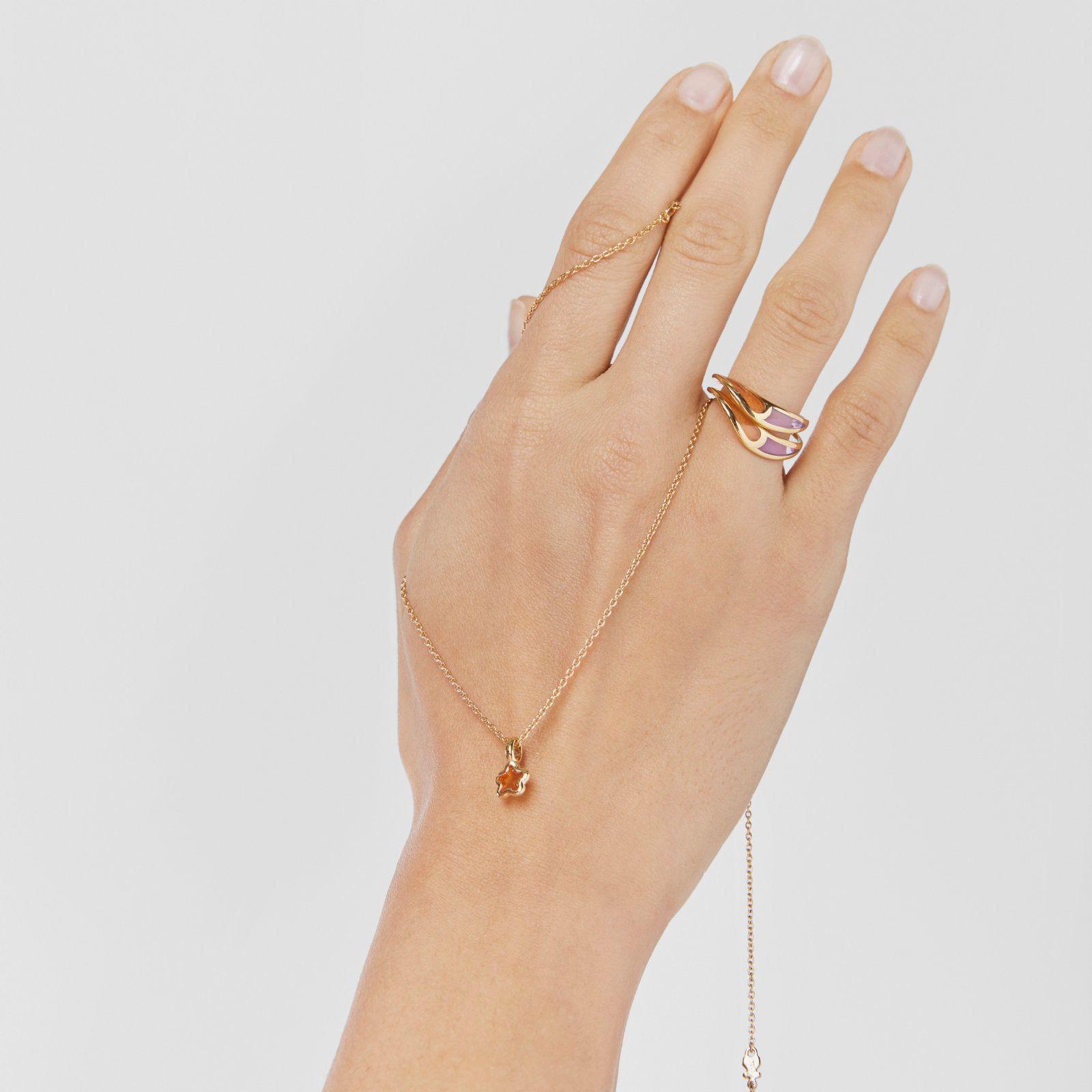 Collar con baño de oro 18 kt sobre plata flor naranja Gregal-6