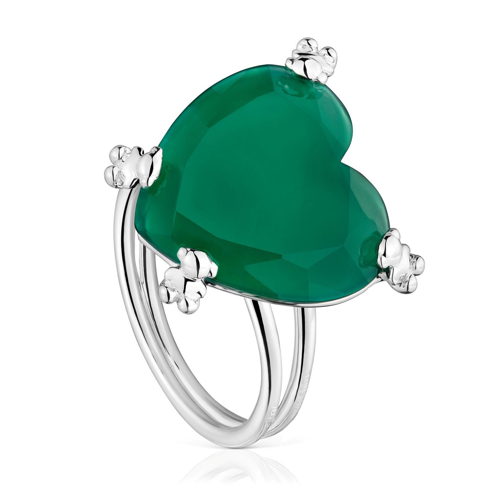 Anillo corazón de plata y calcedonia tratada Color Pills-0