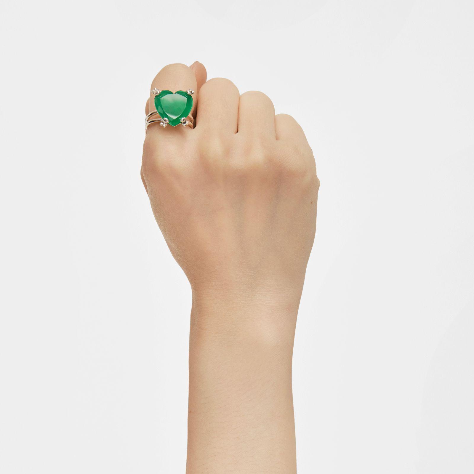 Anillo corazón de plata y calcedonia tratada Color Pills-3