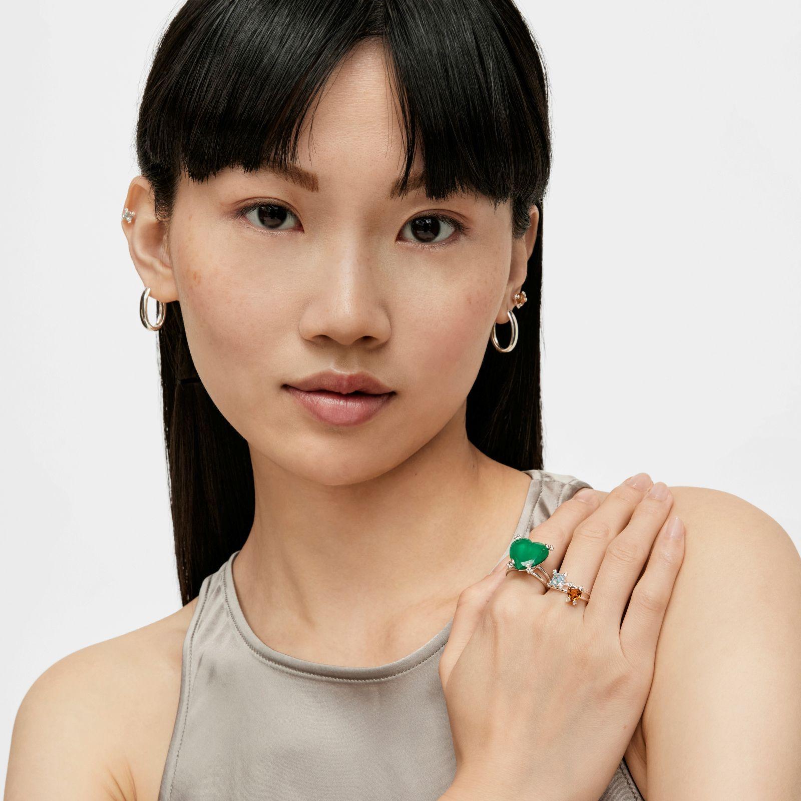 Anillo corazón de plata y calcedonia tratada Color Pills-5