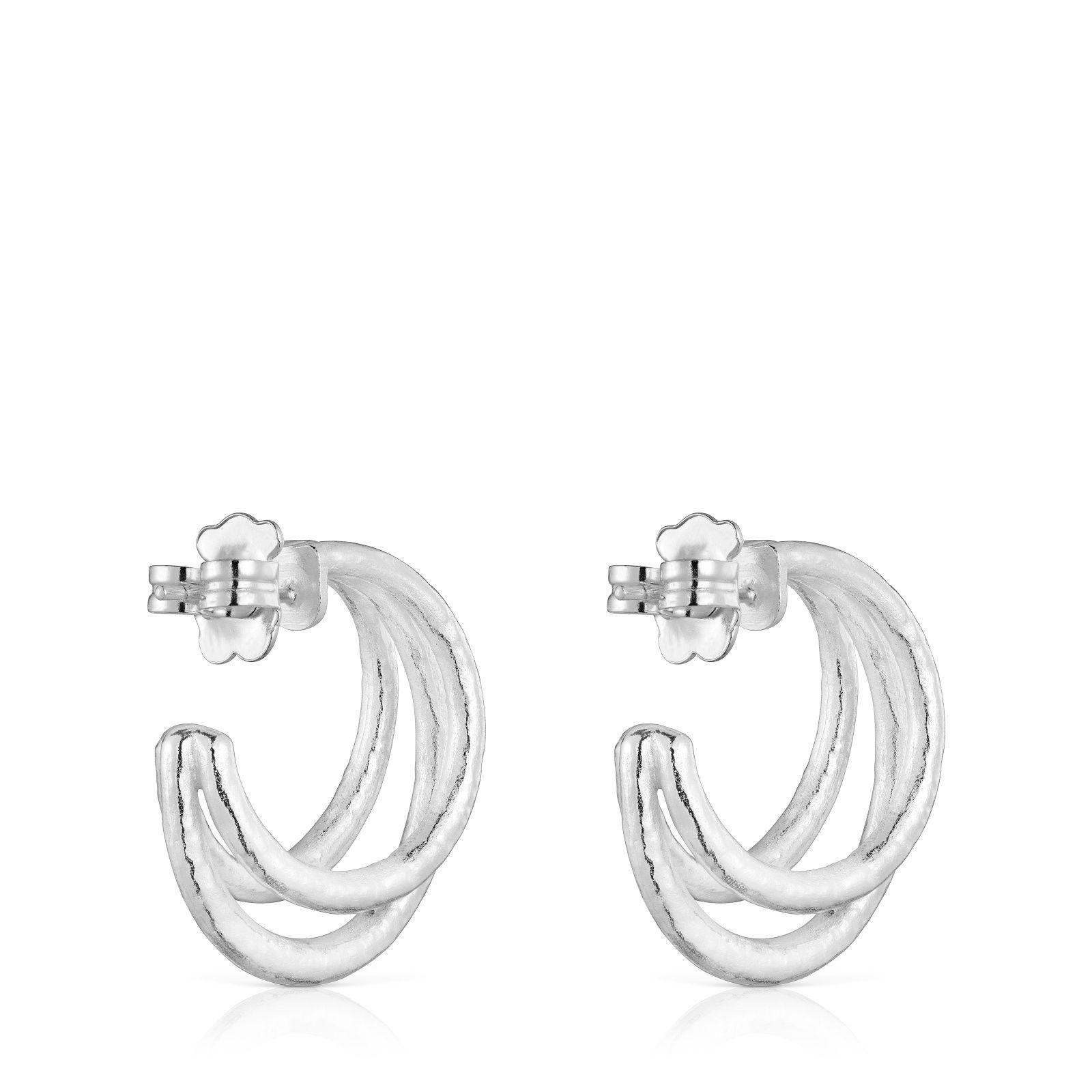 Pendientes de aro de plata 26 mm Duna-2