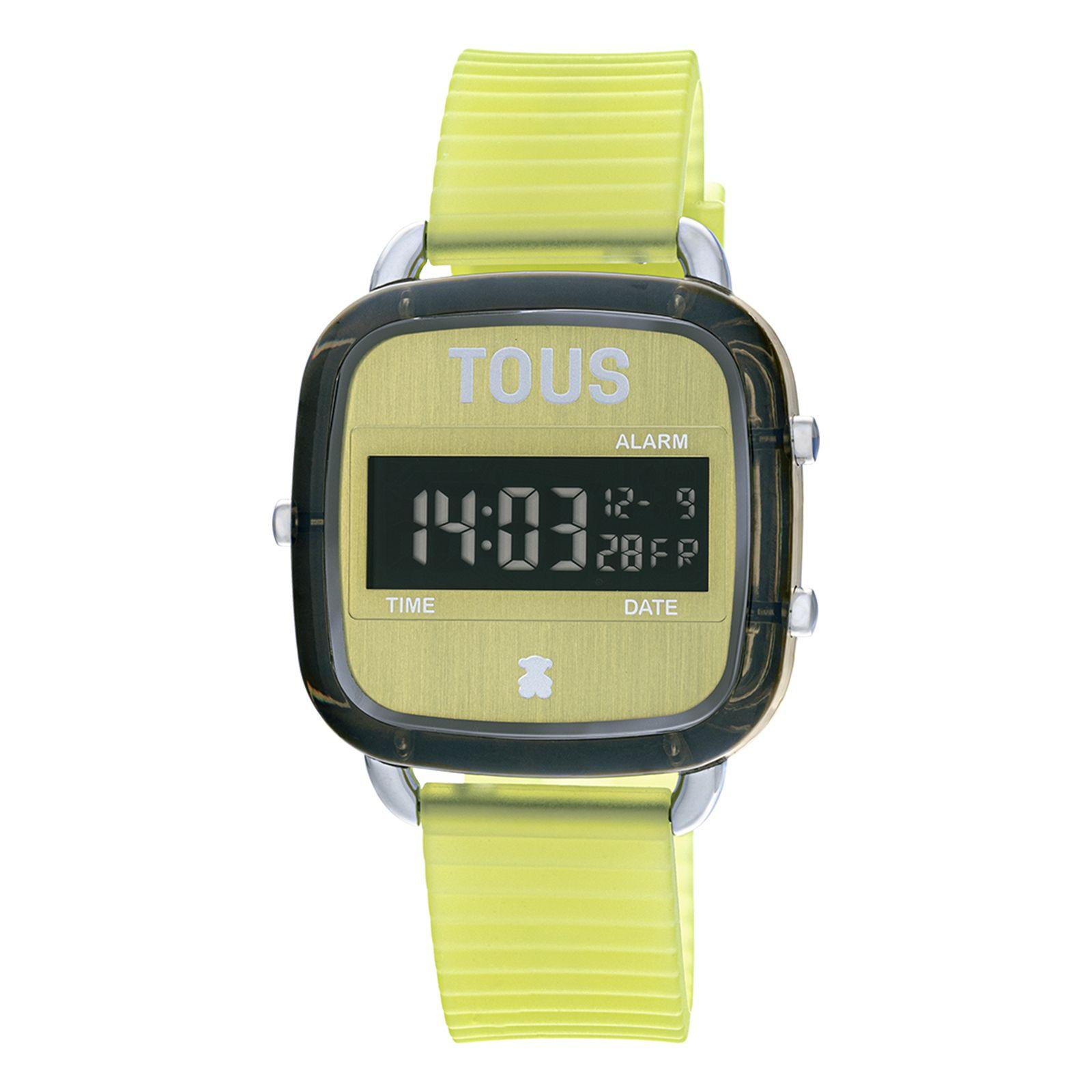 Reloj digital con correa de silicona verde D-Logo Fresh Tous-0
