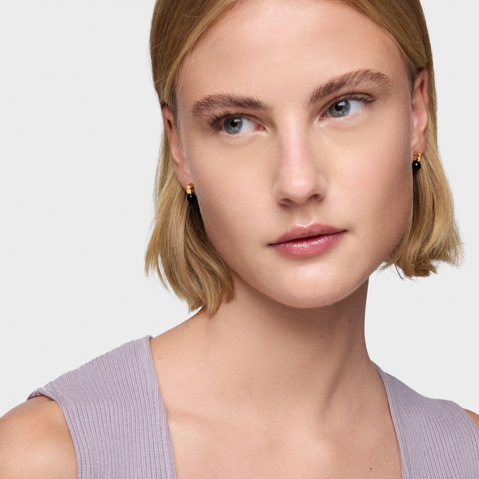 Aros con baño de oro 18 kt sobre plata y ónix Icon Mesh-4