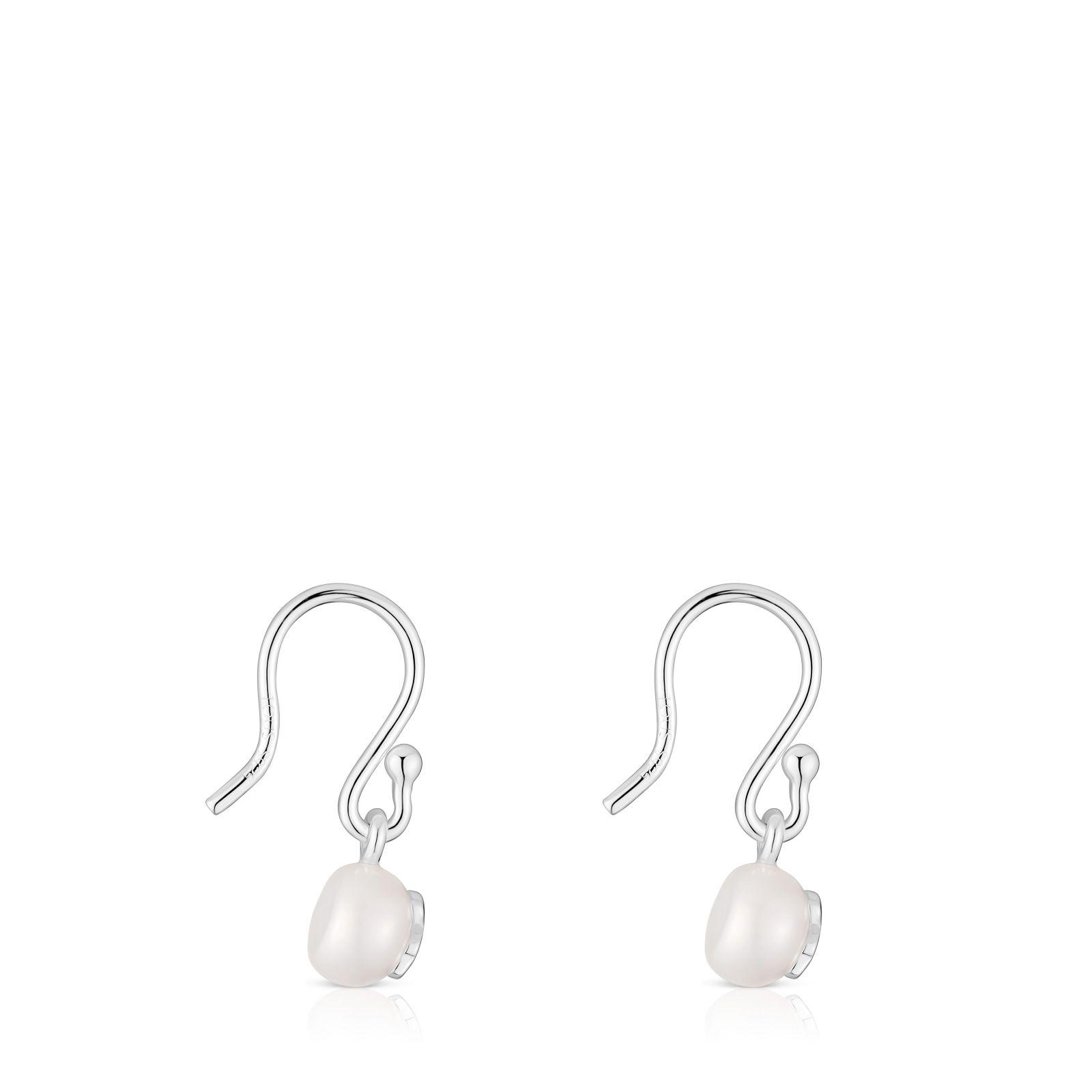 Pendientes cortos de plata y perlas cultivadas Icon Pearl-2