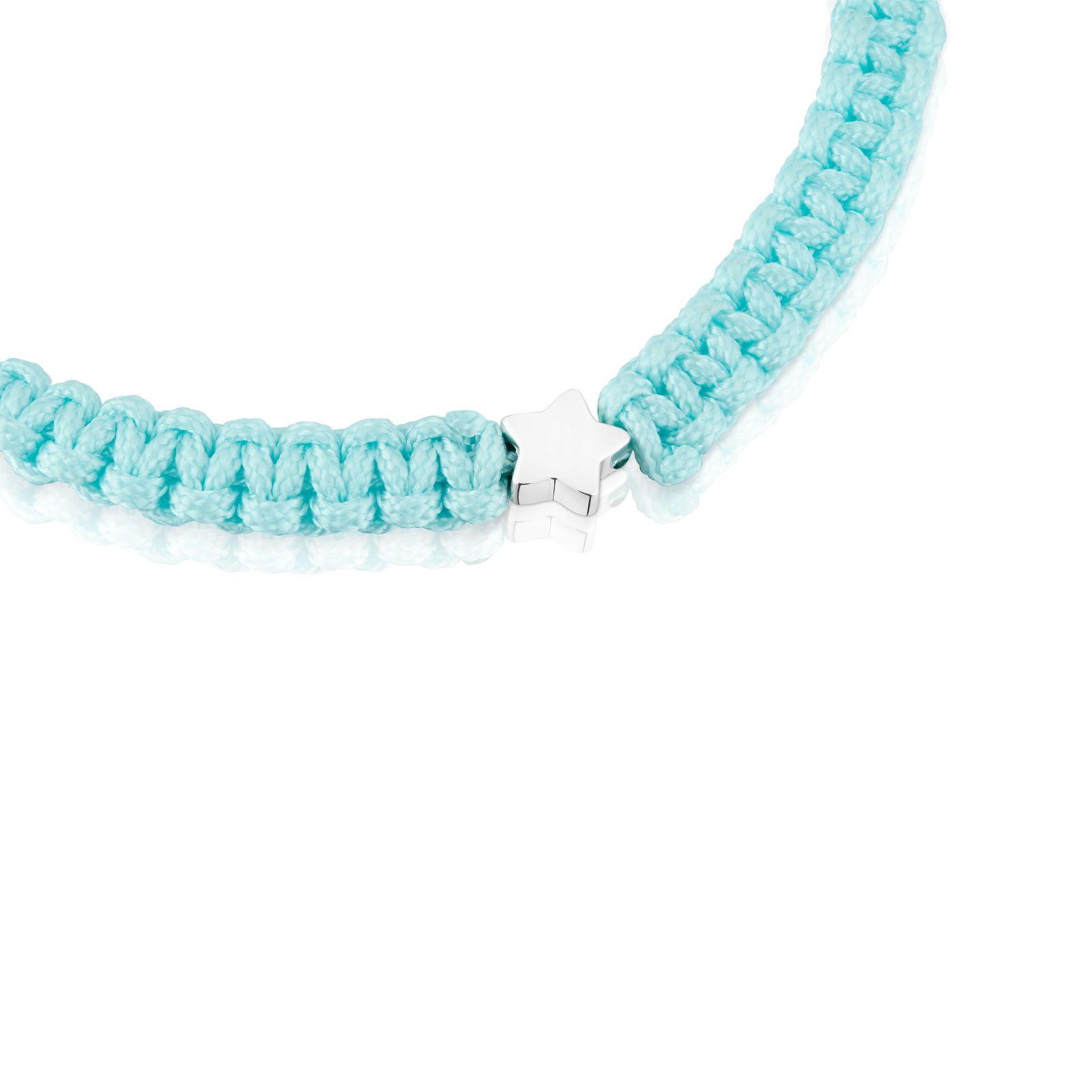 Pulsera estrella de plata y nylon turquesa TOUS Motivos-2
