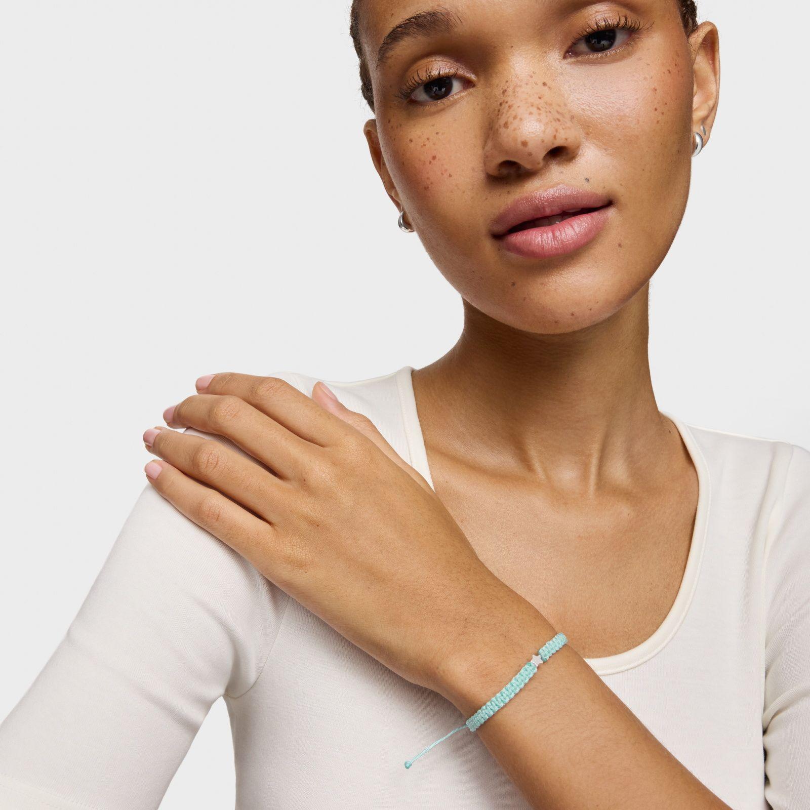 Pulsera estrella de plata y nylon turquesa TOUS Motivos-3