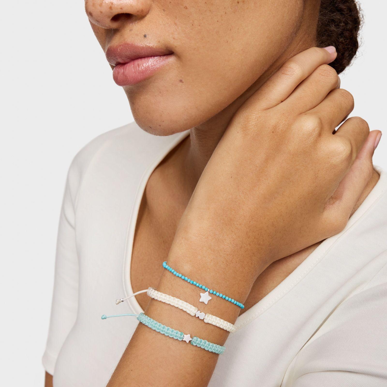 Pulsera estrella de plata y nylon turquesa TOUS Motivos-4